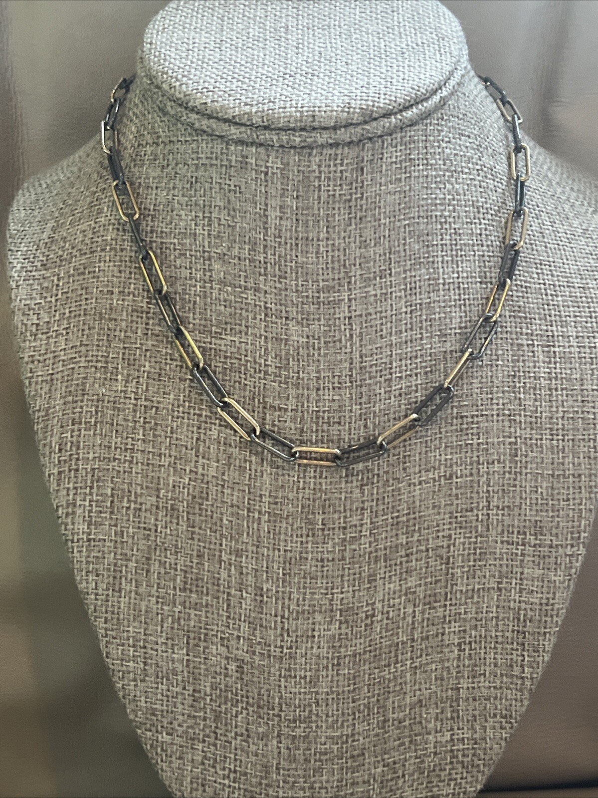 Paper Clip & Natural Pave Diamond Clasp Necklace-NWT