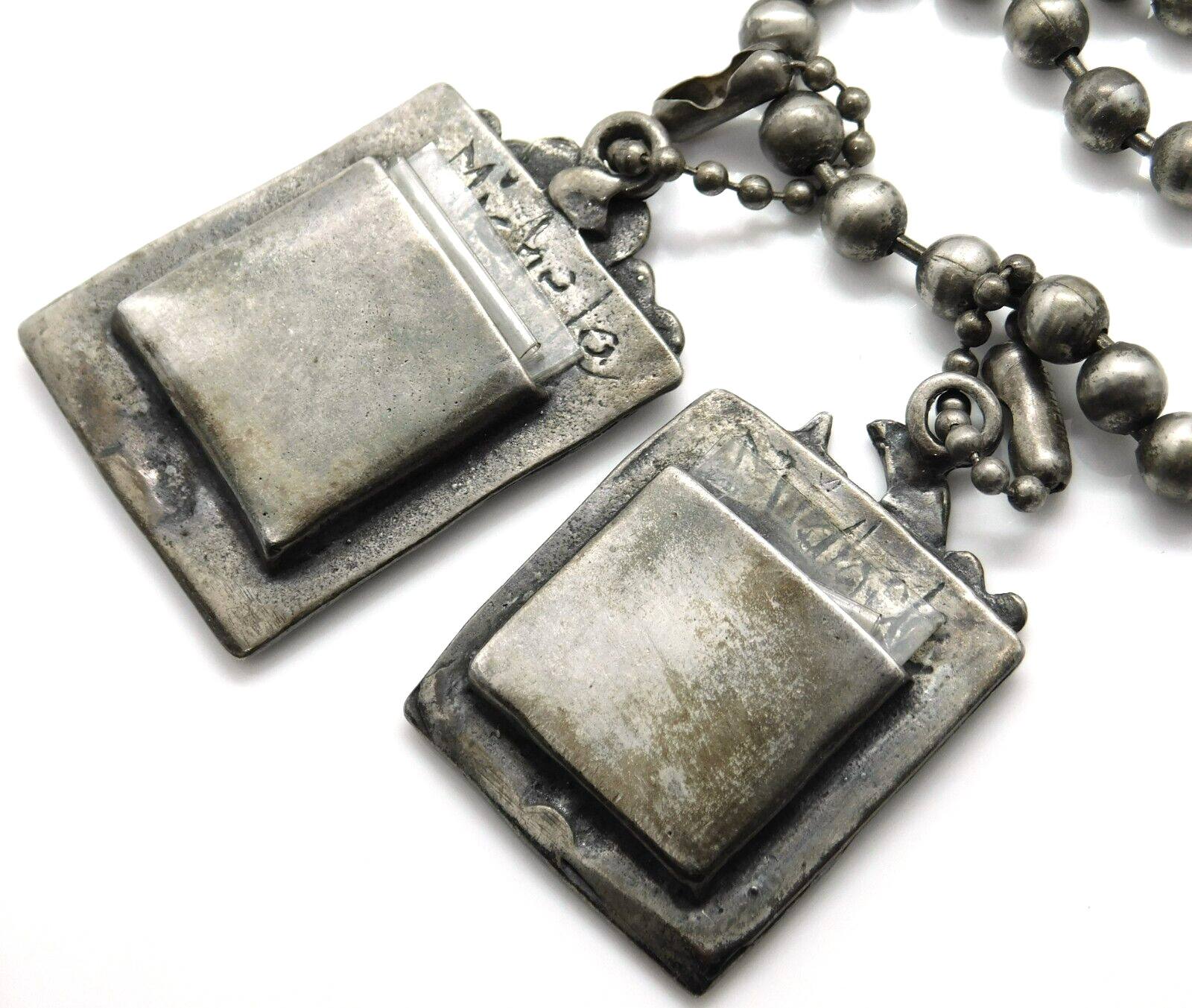 Michele Baratta 925 Sterling Wishing & Hearts Photo Frame Pendants Bead Necklace