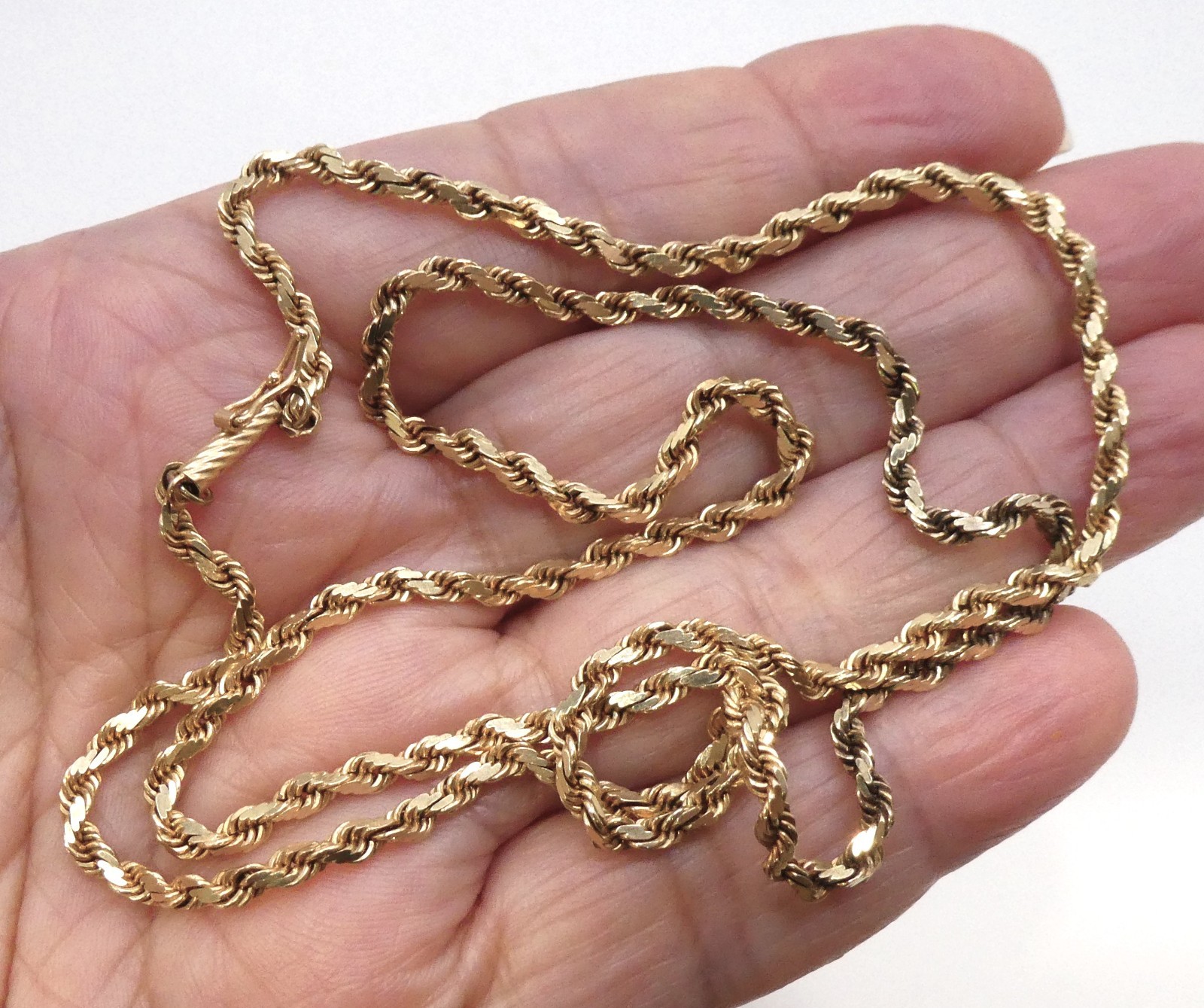 14K OR OroAmerica Solid Gold Rope Chain Necklace 22 1/4″l 2.5mm 14.6g
