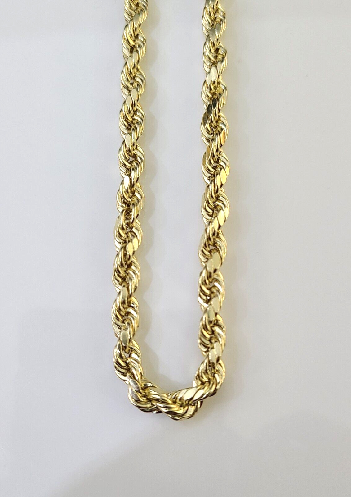 14K Yellow Gold 4mm Rope Chain 22 inch Diamond cut necklace Free Shipping