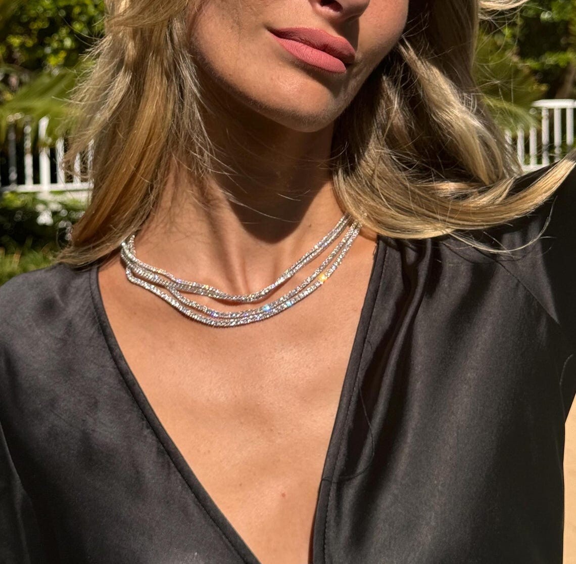 Genuine Lab Grown Diamond Tennis Necklace D VS 5.00-12.00 Carat 14k White Gold