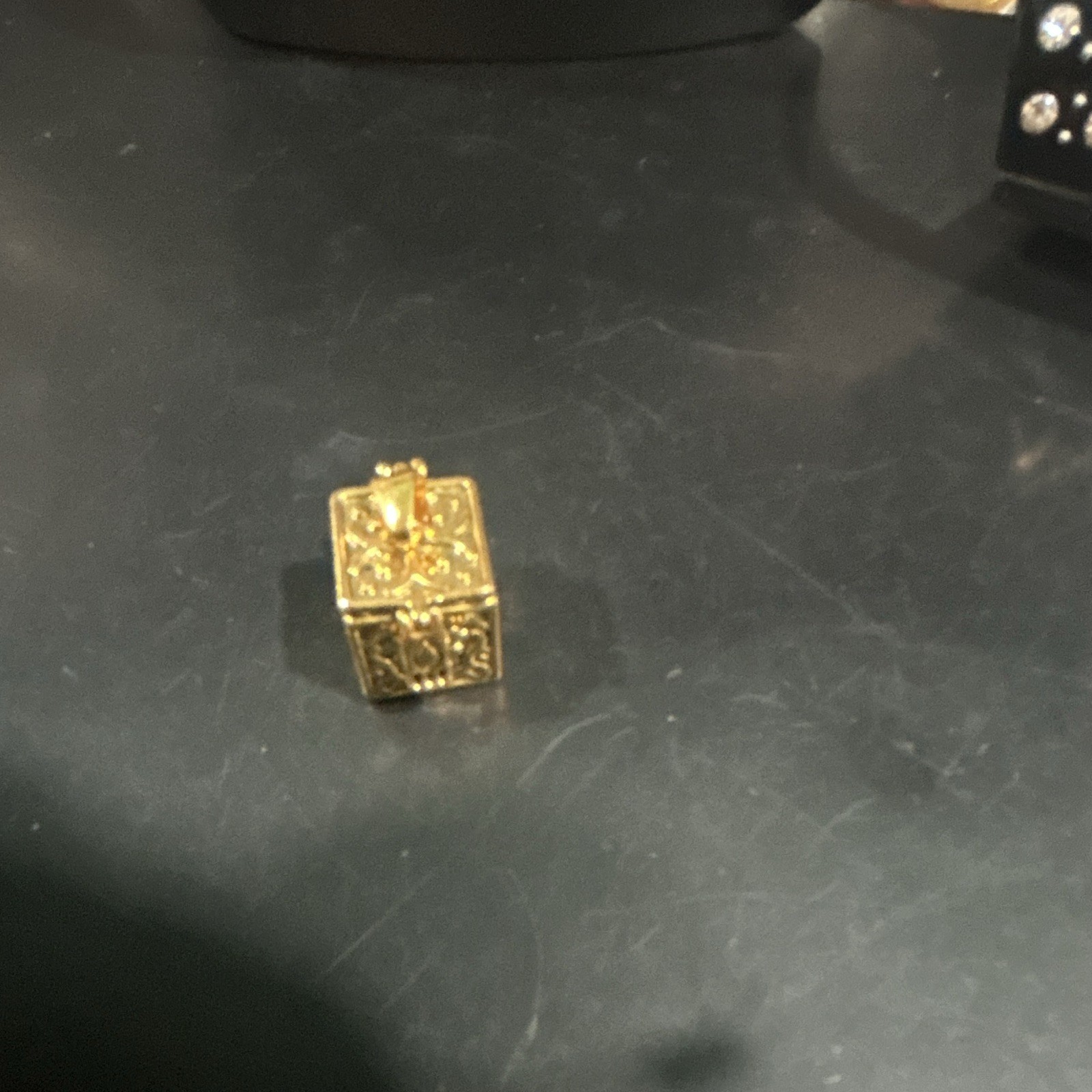 Multi-Tone Gold Square pray Locket Pendant Charm, Opens, No Stone