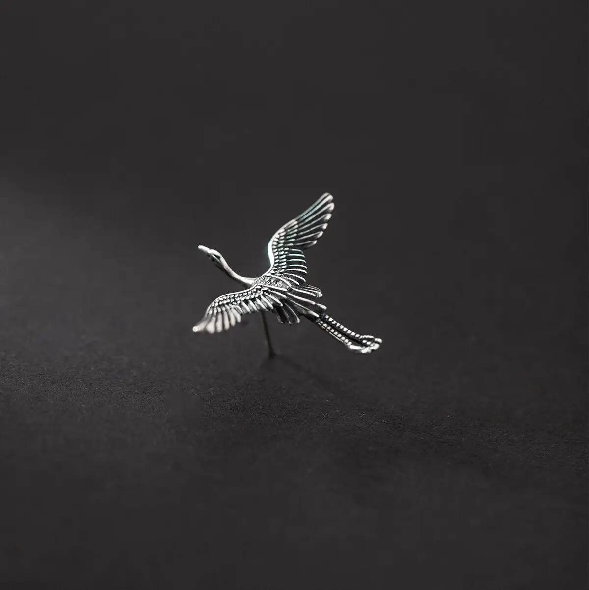 925 Sterling Silver Flying Crane Earrings Retro Bird Animal Fashion Jewelry Gift