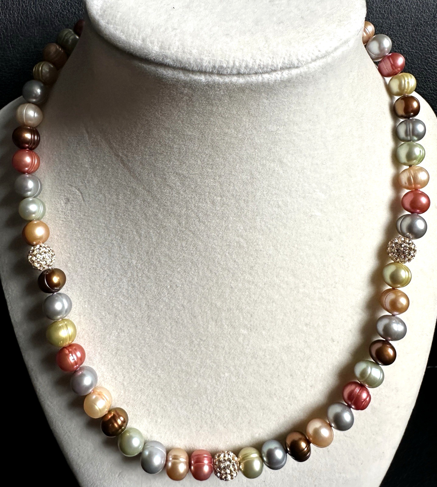 Honora Multicolor Freshwater Pearl Necklace 18″ 925 Sterling Silver 42g