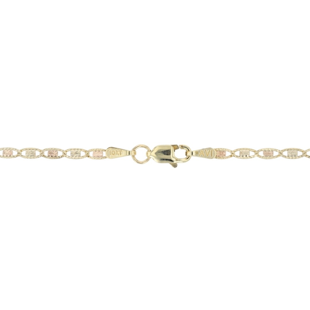 2mm Anchor Link Chain 24.25″ Necklace 10k Multi-Tone Gold 3.34 Grams