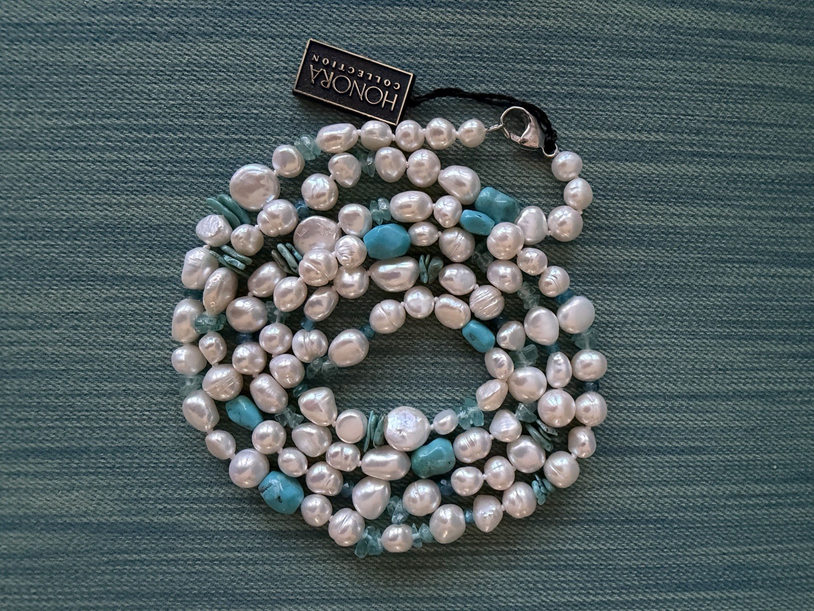 Honora Collection Freshwater Pearl Turquoise Topaz Necklace
