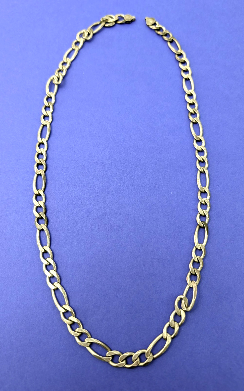 925 Italy Sterling Silver Figaro Chain Necklace 52g 23.5″ 9mm Mising Clasp AS IS