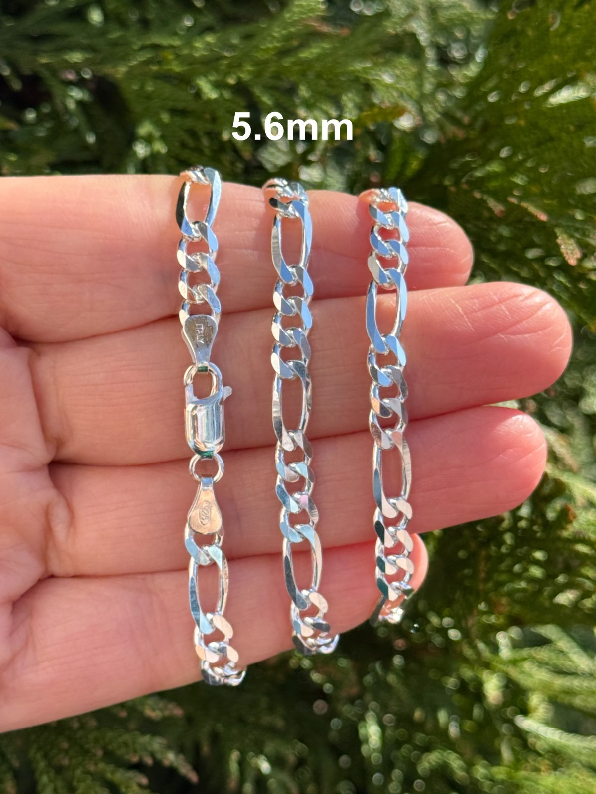 925 Sterling Silver Figaro Chain High Polished