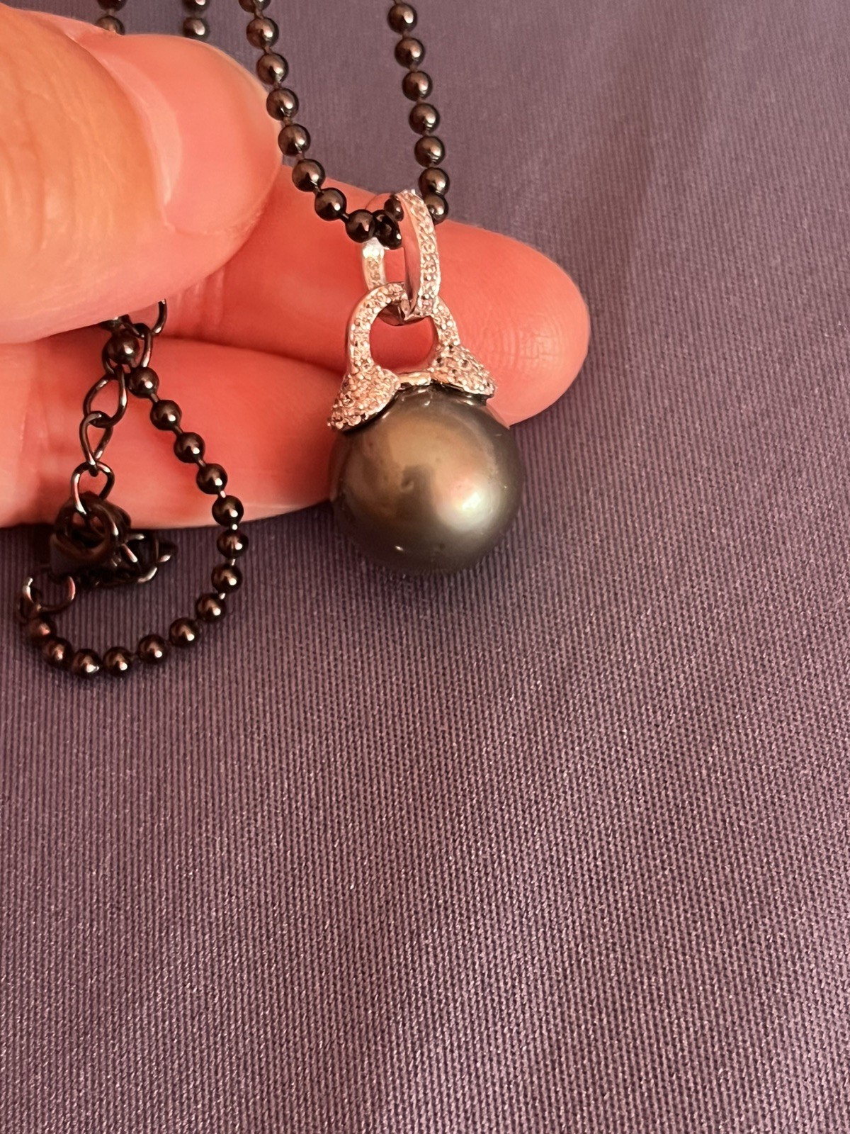 12mm Tahitian Natural South Sea Pearl Pendant Only With S925 opened clasp