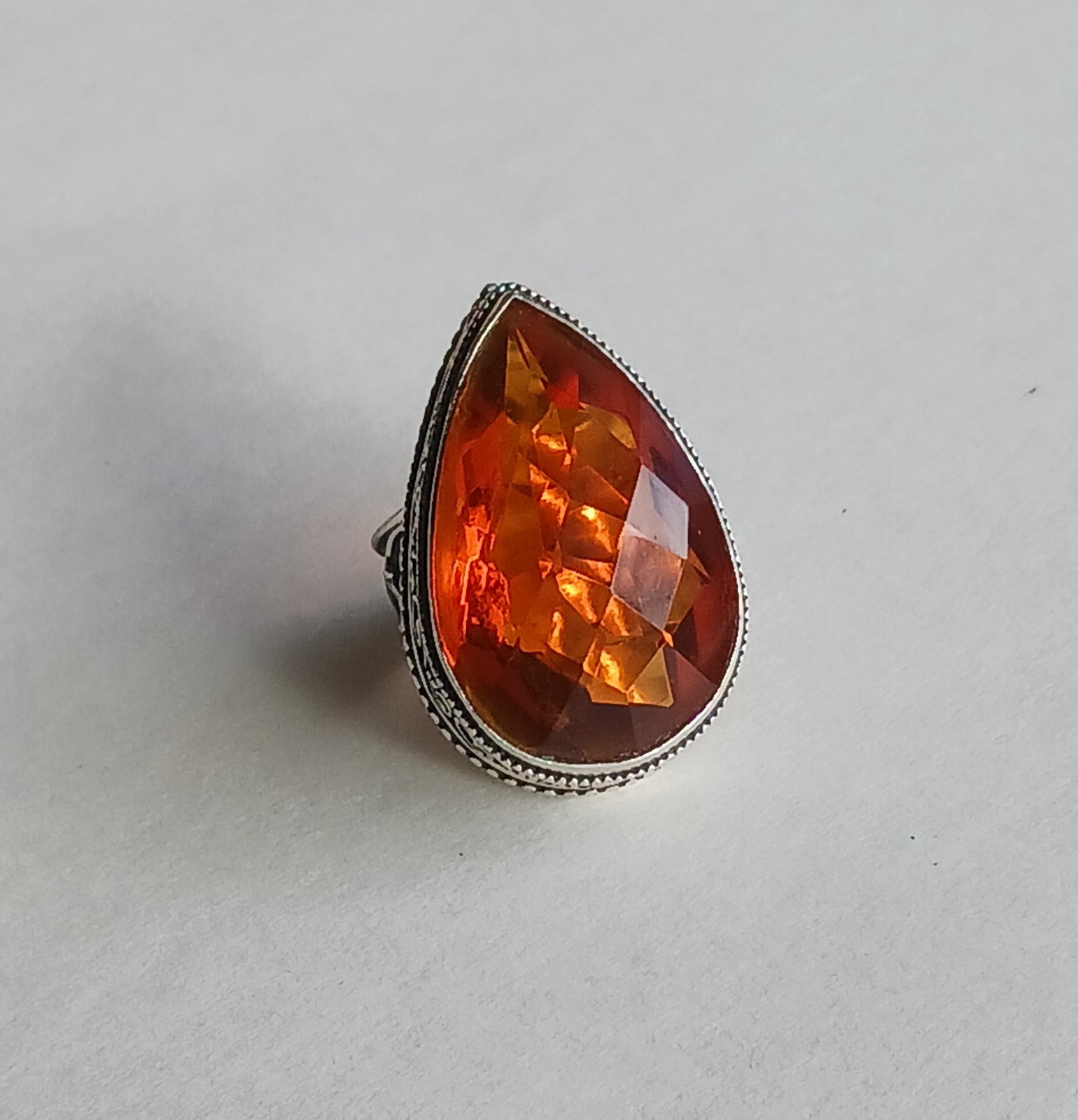 womens sterling silver .925 Citrine gemstone ring Artisan sz. 7.5