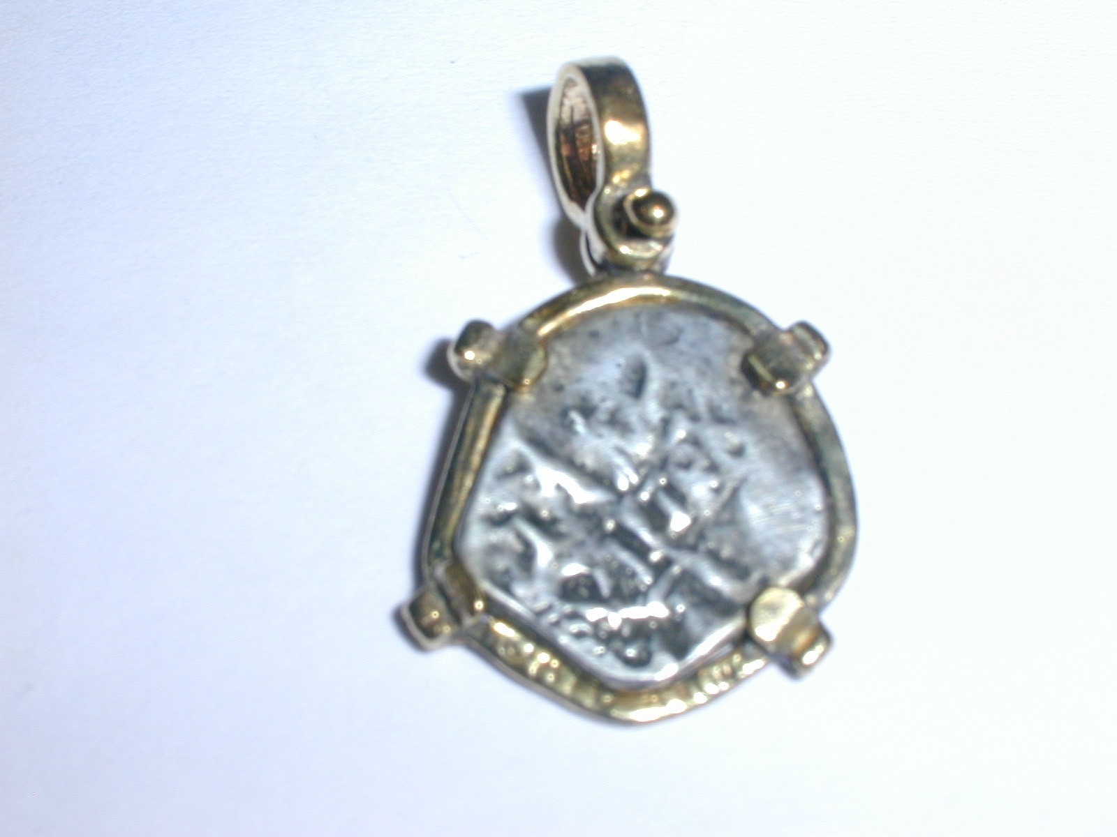 ATOCHA 14K GOLD PLATED STERLING SILVER SUNKEN TREASURE COIN PENDANT!
