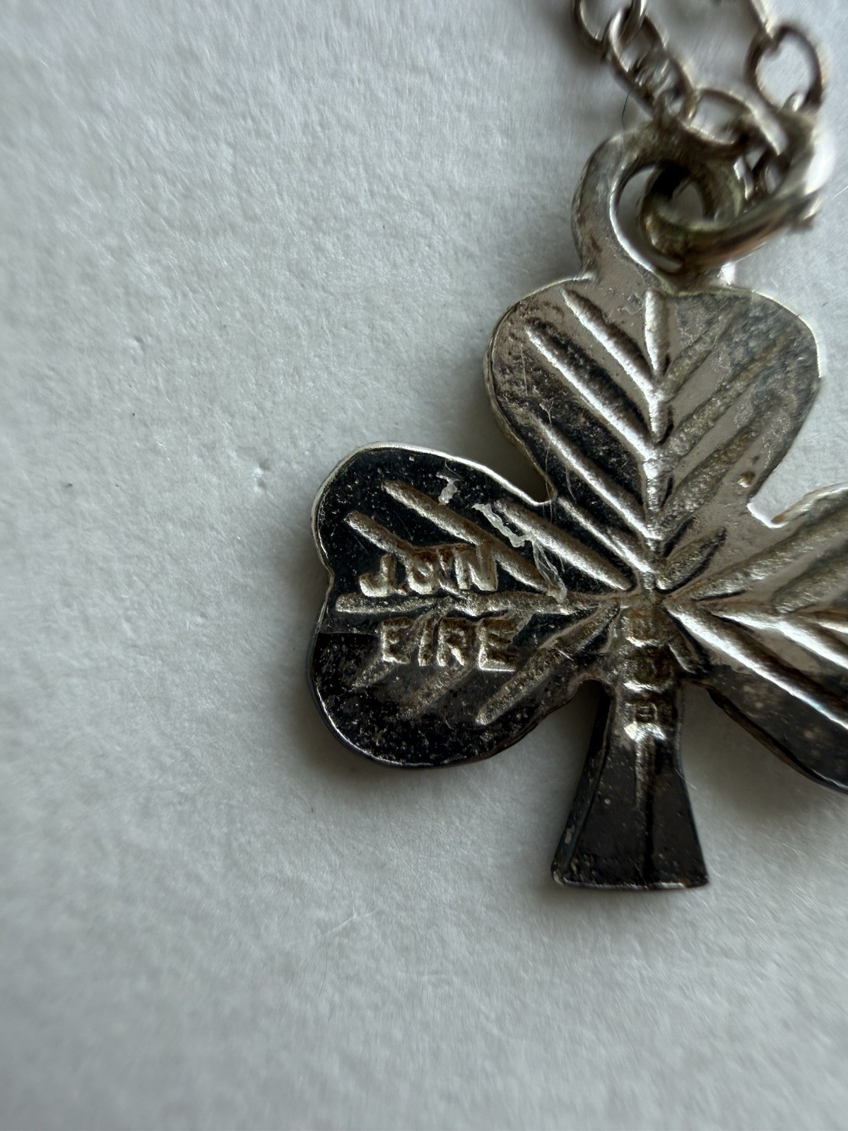 Vintage Irish Sterling Silver Shamrock Pendant Necklace J.O’N Eire 925