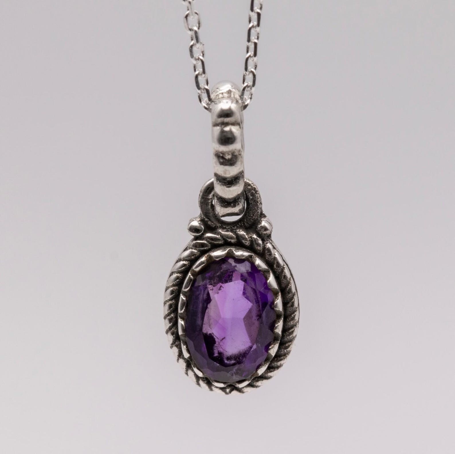 Purple Amethyst Stone Pendant Minimalist Oval Pendant For Women And Adults