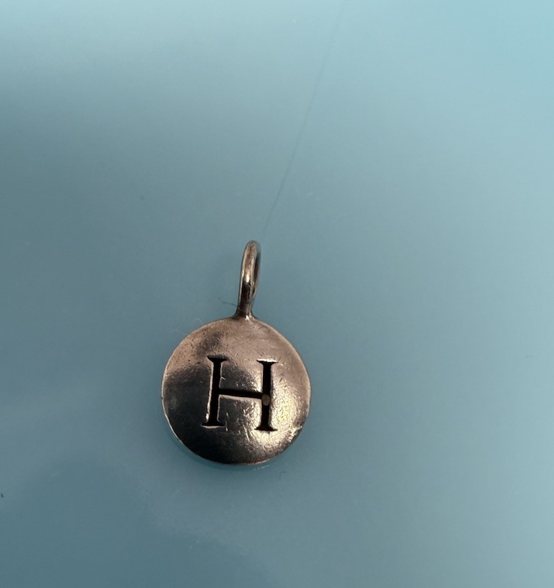 Tiny Letter H Capital “H” Initial Charm Sterling Silver Monogram Pendant .6g