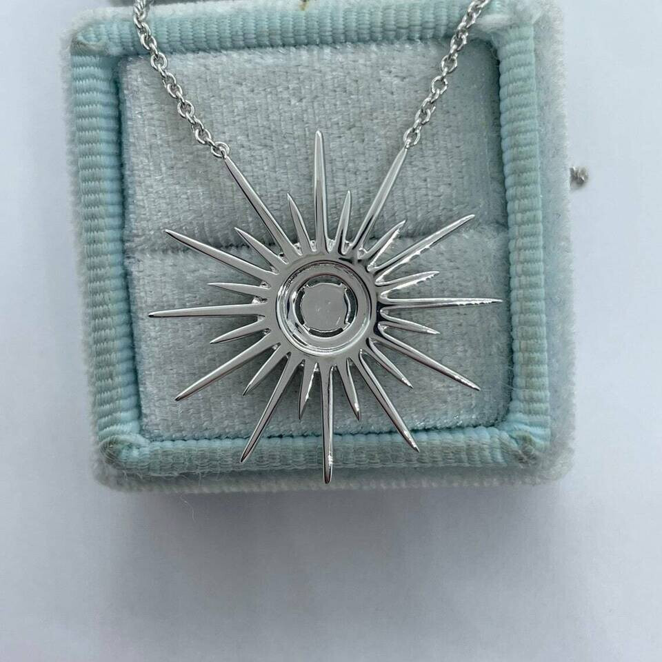 2.00Ct Round Cut VVS1 Starburst Diamond Pendant Free Chain 14K White Gold Finish