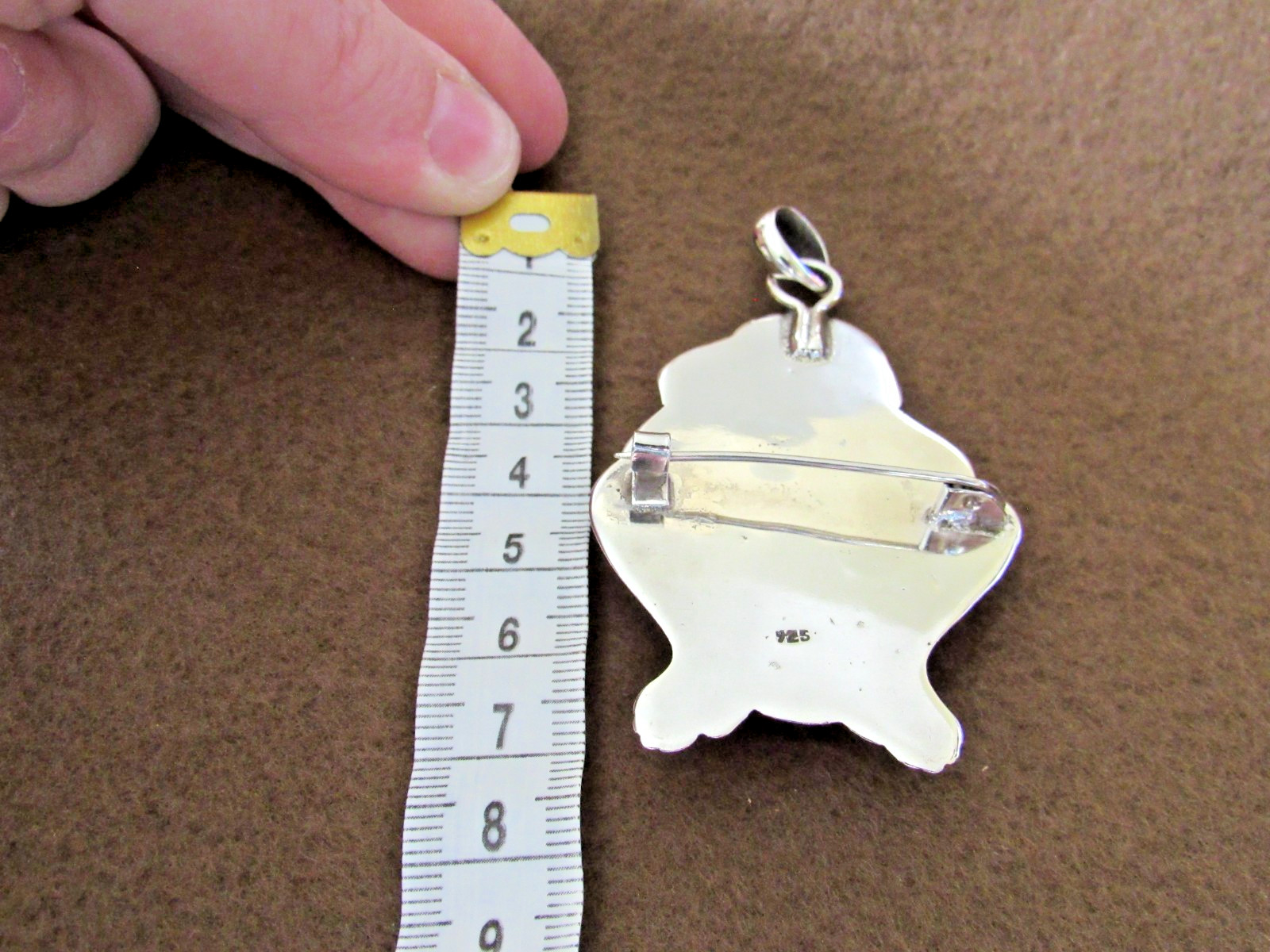 Sterling Silver 925 Monkey Pendant Banded Black Agate 34.7 Gram Polished Jewelry