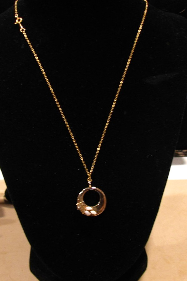 Vintage dec CURTIS 14K GF Pendant On original dec 14K GF Necklace Chain 18″