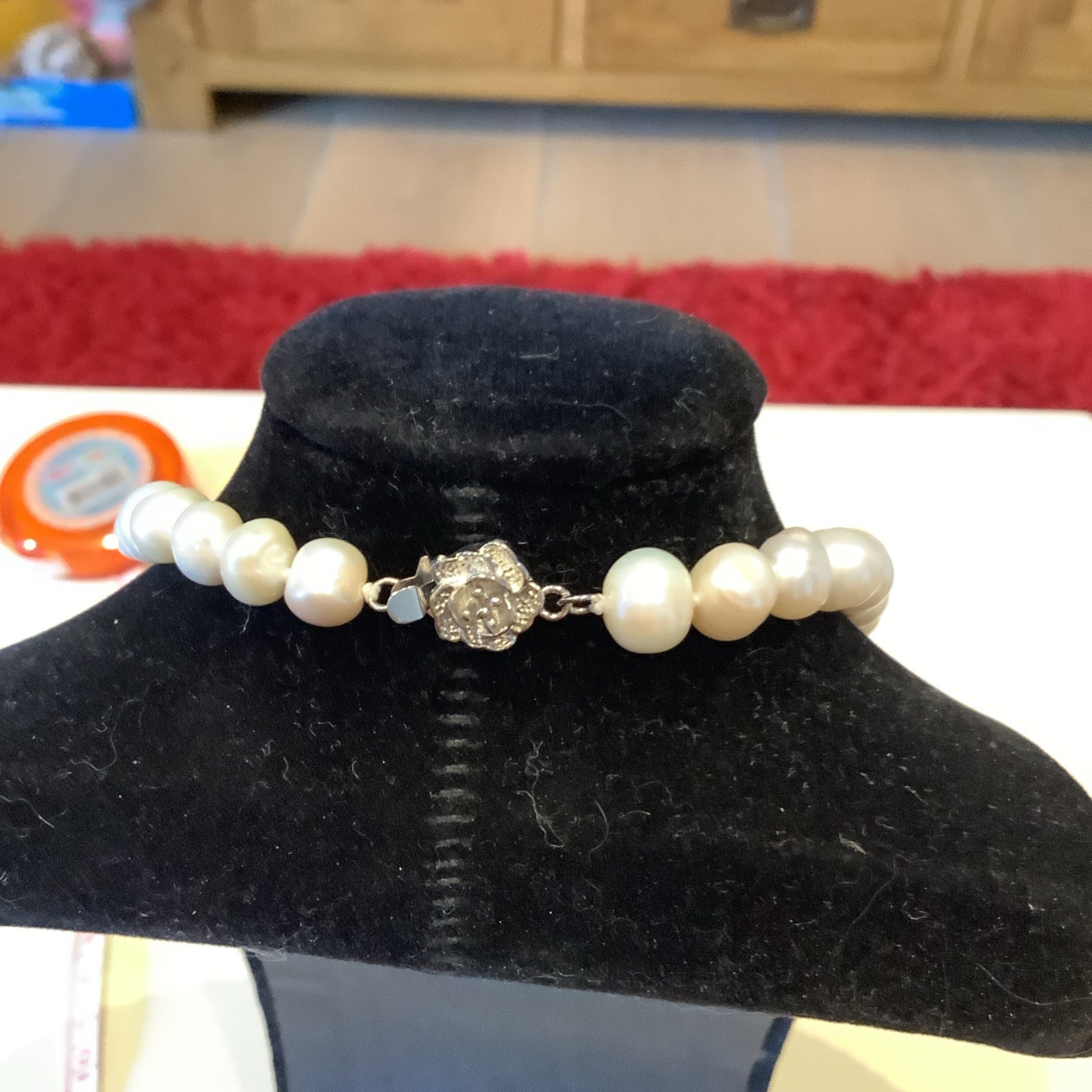 Pearl Necklace Real Baroque Cultured Freshwater Pearls 925 Silver Rose Clasp