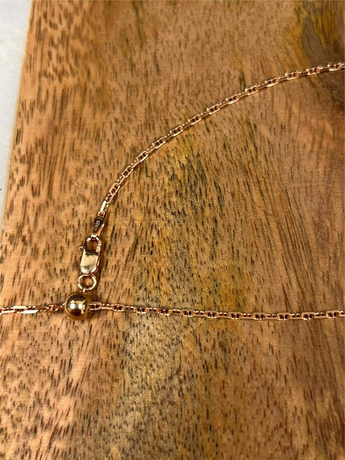 14K Rose Gold Over 925 Sterling Silver 2mm Anchor Link Adjustable Necklace 24″