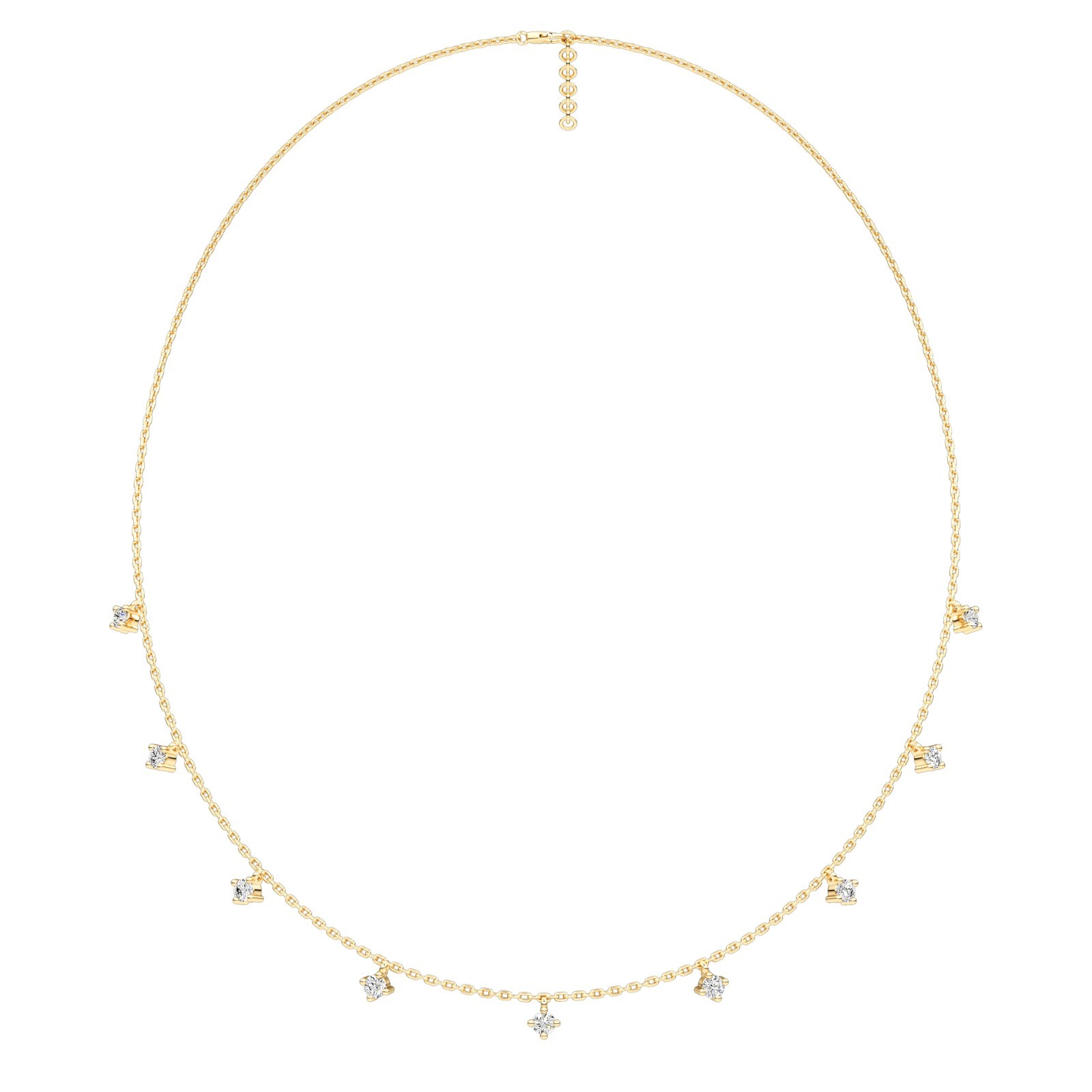 Diamond Necklace 10K 14K 18K Gold Round Brilliant Cut Chain Necklace