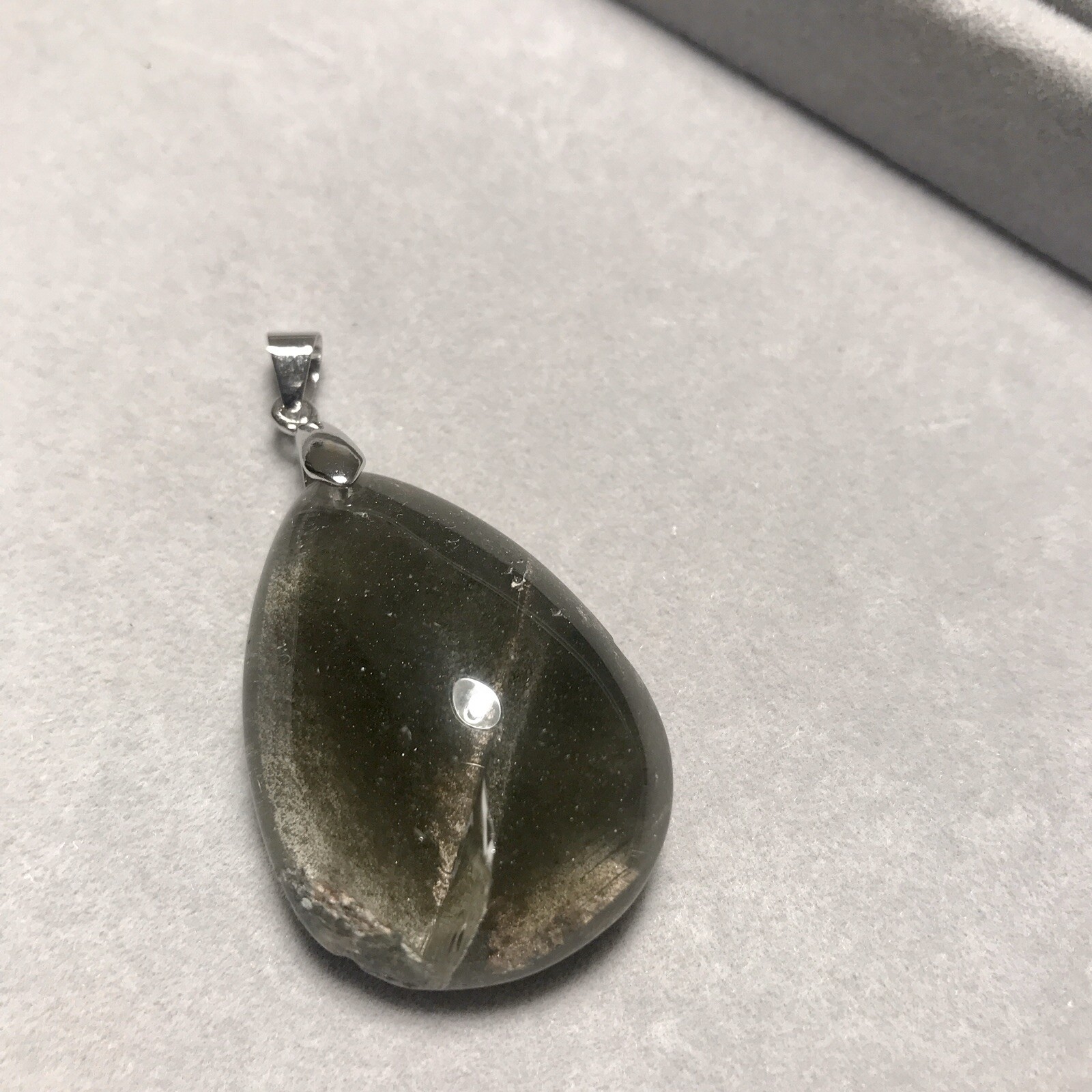 US SELLER Natural Green Phantom Quartz Pendant Teardrop Brazil Crystal
