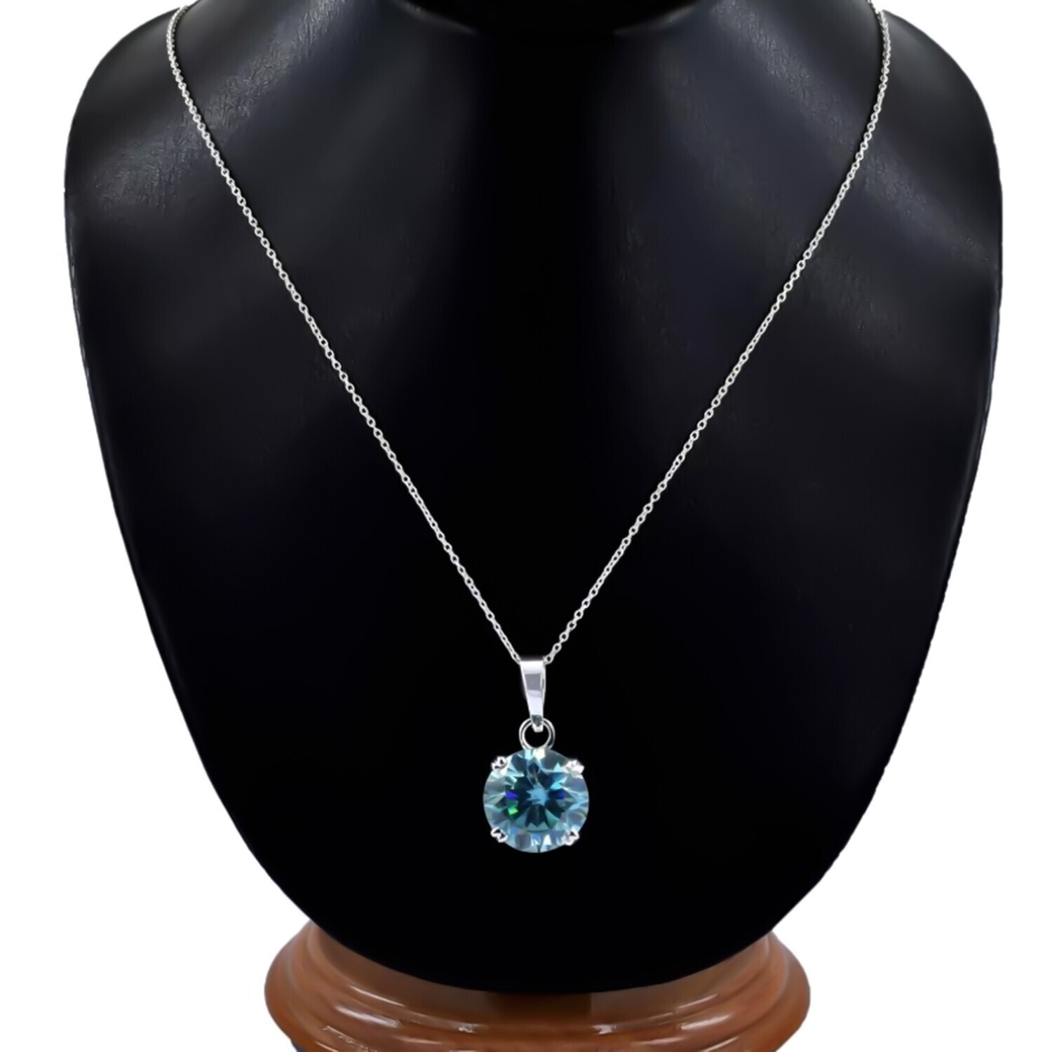 2.25 Ct Round Blue Diamond Certified Pendant in 925 Silver Holiday Special