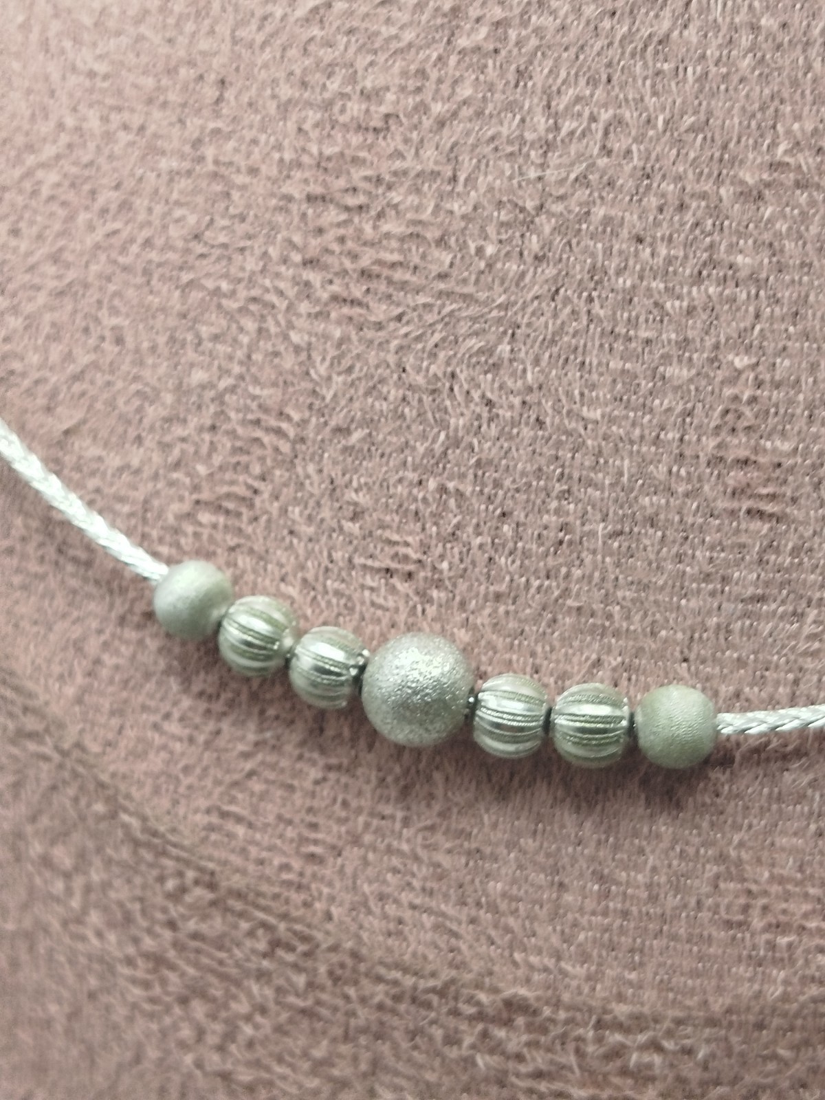 Beautiful 925 Sterling Silver Collar Necklace 7 Silver Balls Made In India 44cm