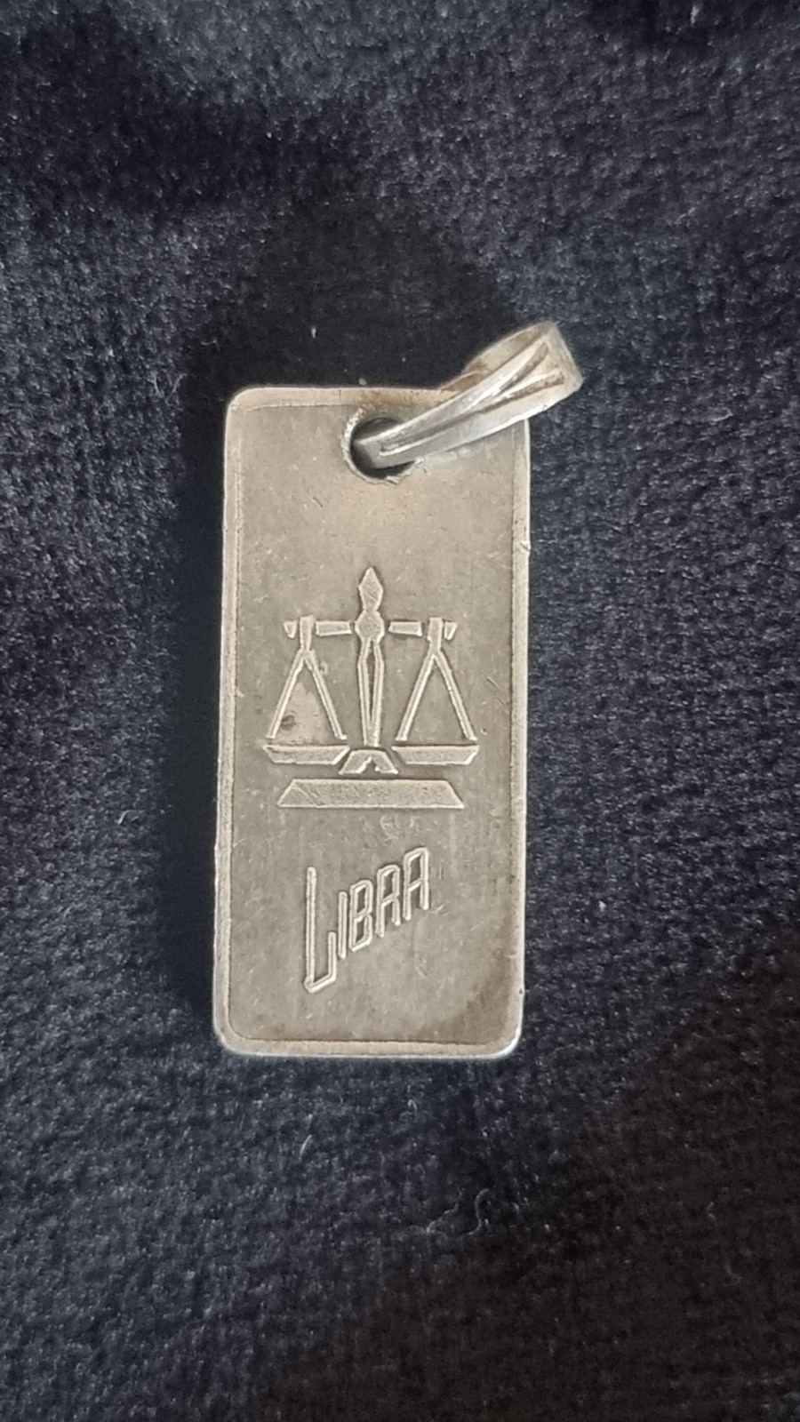 Vintage Pure Silver Bullion Mark Libra Pendant with original bale 2.7grams