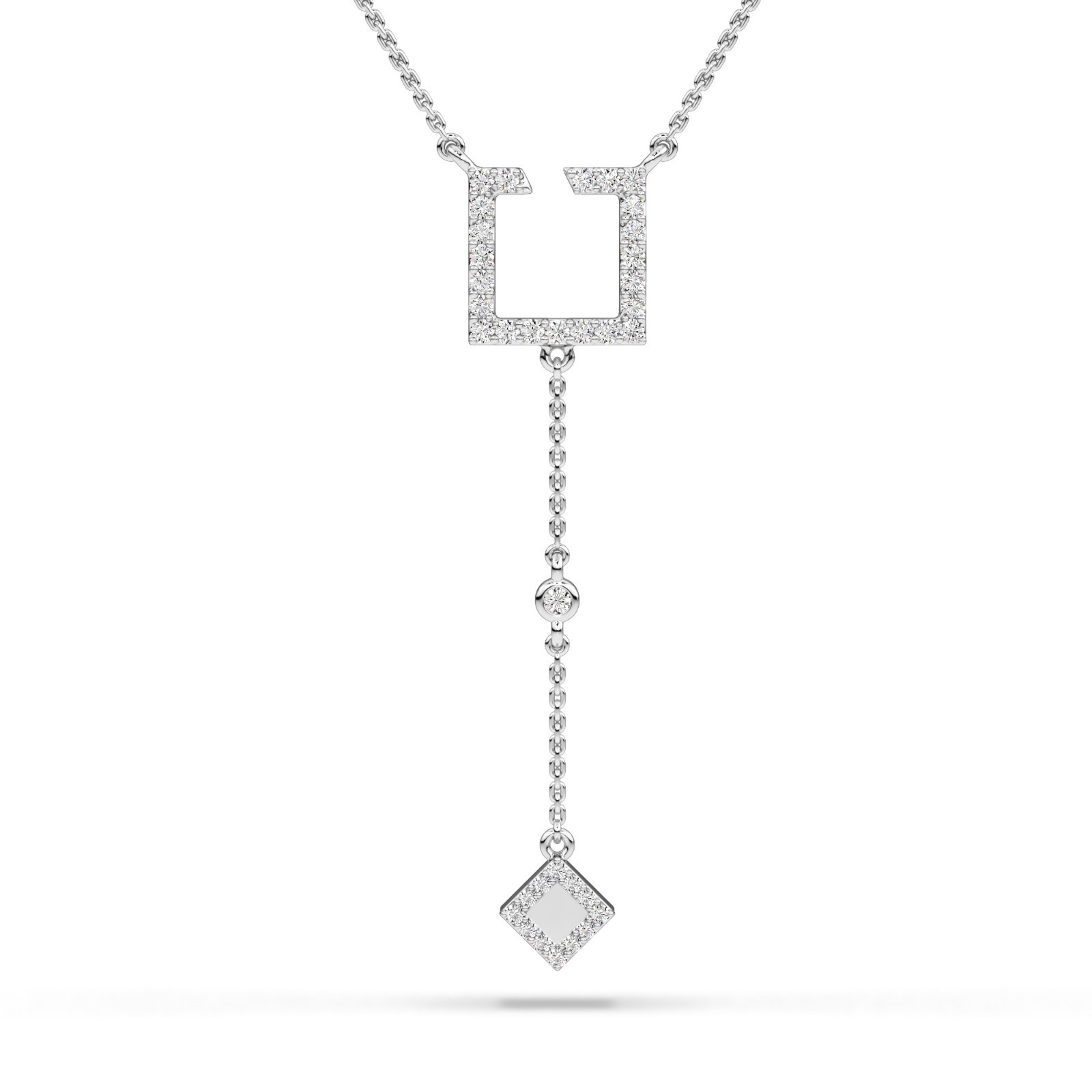 Diamond Pendant with Chain in 10K 14K 18K Gold Platinum & Silver Elegant Jewelry