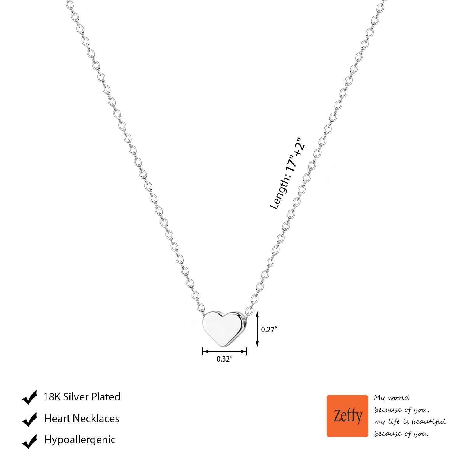 Tiny Heart Necklace Sterling Silver Dainty Cute Heart Choker Necklaces Simple He