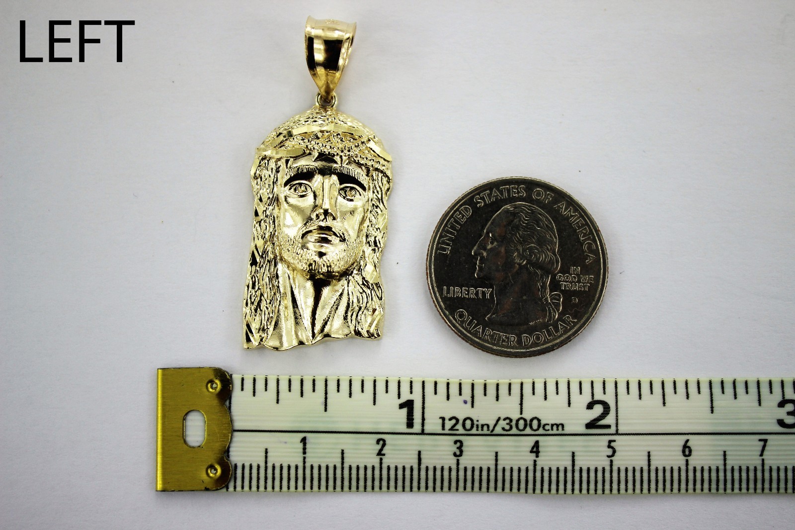 10K Yellow Gold Jesus Face Pendant Charm Diamond Cut 5 Sizes