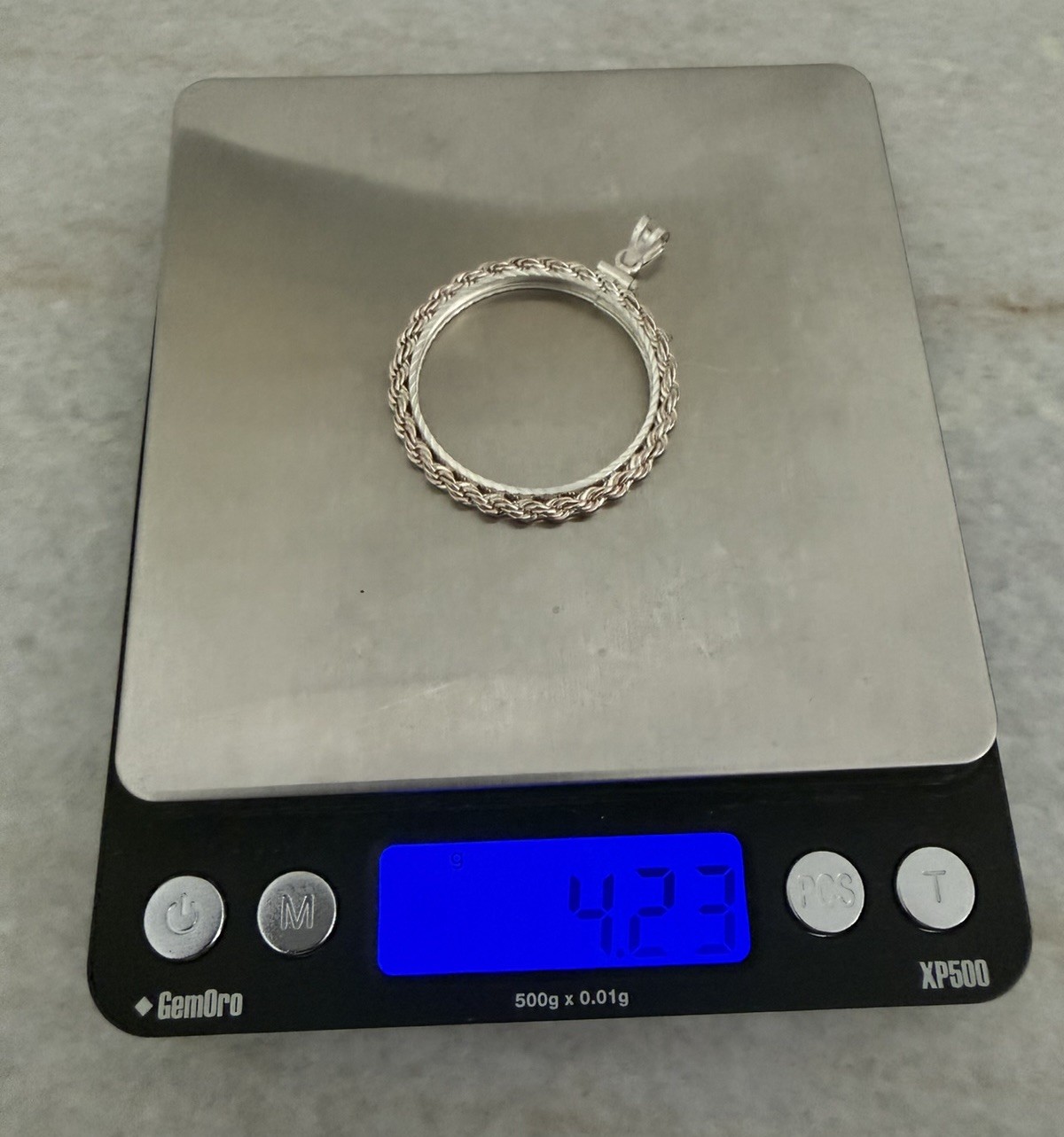 Large Sterling Silver 925 Coin Holder Bezel Pendant Rope Frame New