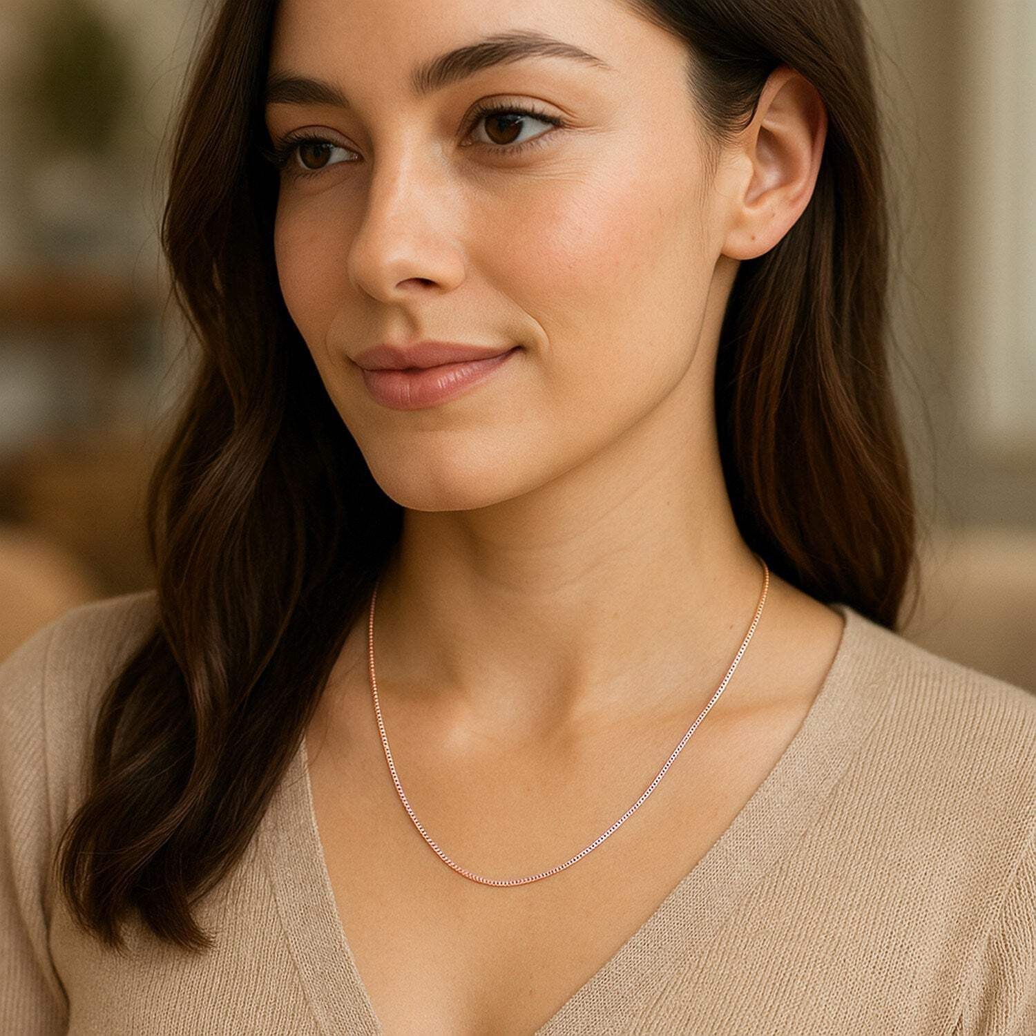 14k Rose Gold Classic Box Chain (0.45 mm)