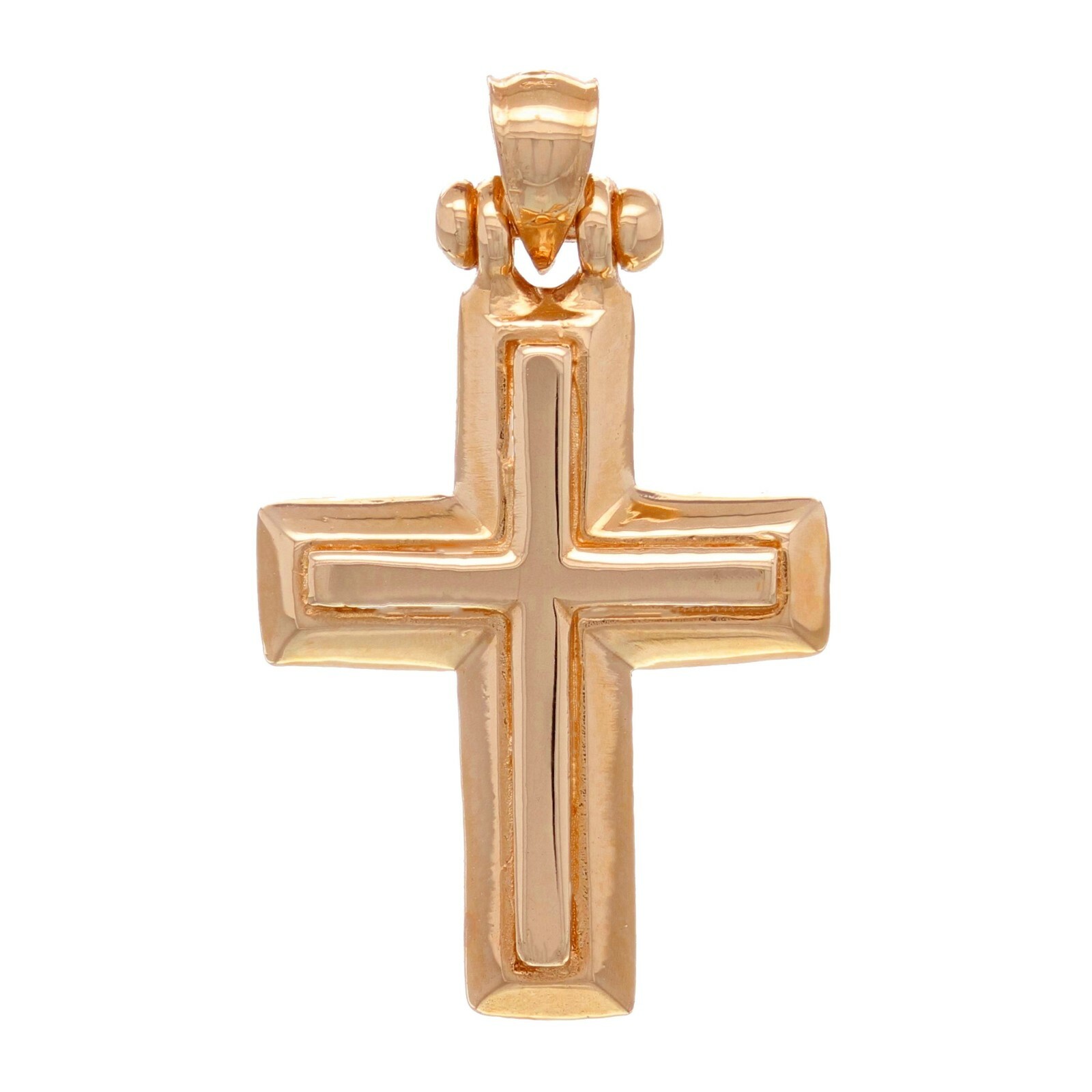 14k Rose Gold 3D Cross Religious Charm Pendant 1.17″ 3.9 grams
