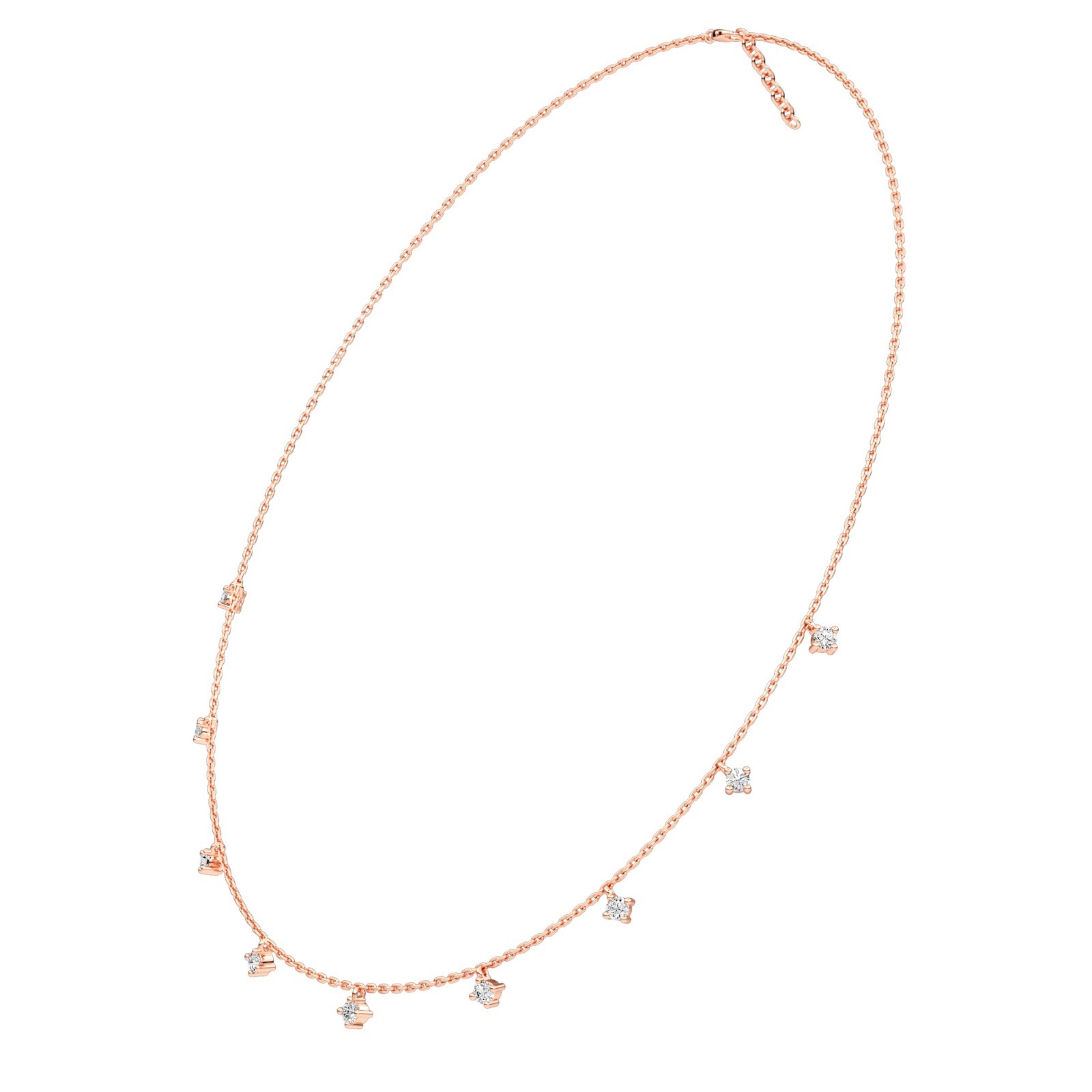 Diamond Necklace 10K 14K 18K Gold Round Brilliant Cut Chain Necklace