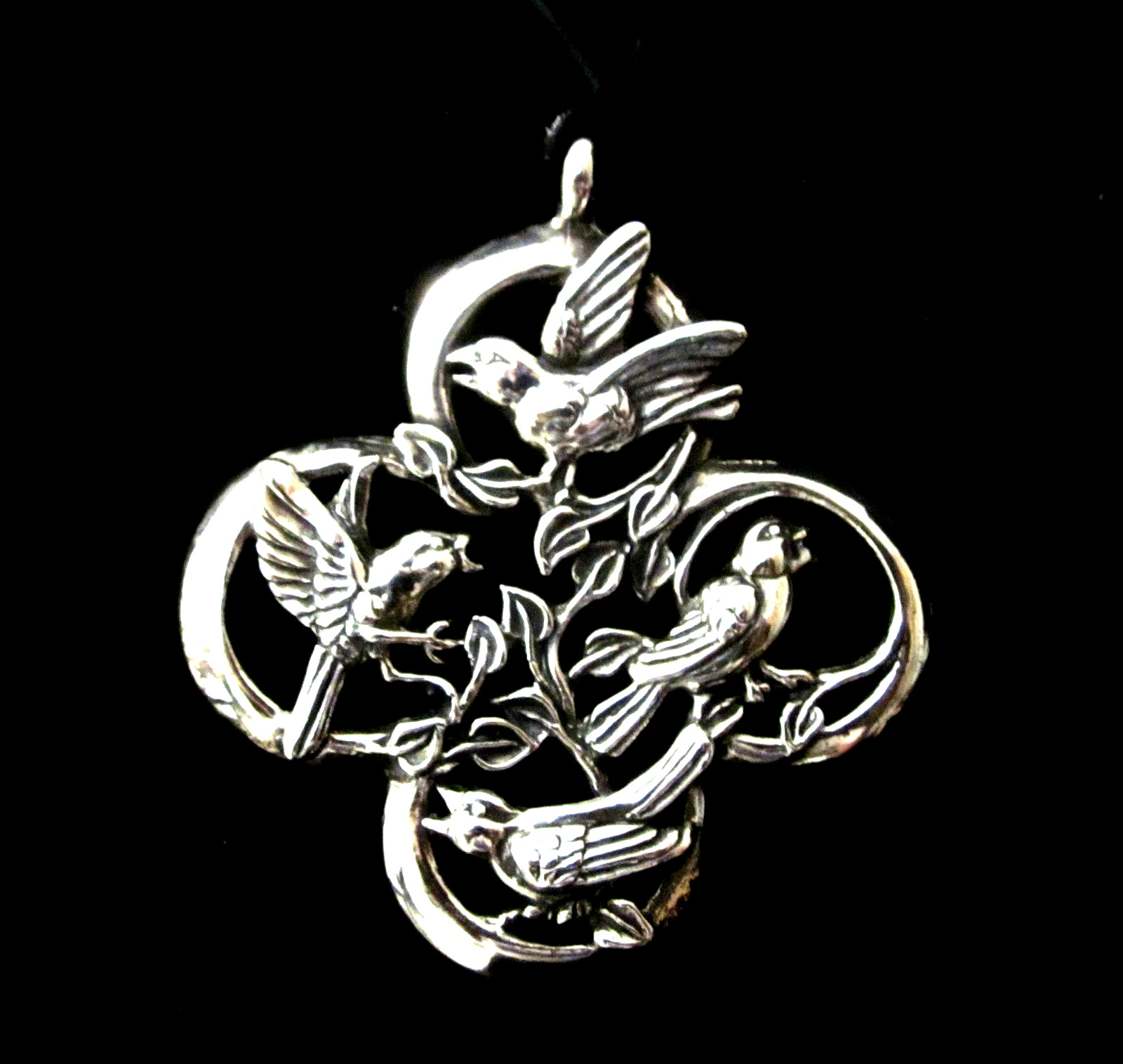 Hand & Hammer Sterling Silver Birds Pendant/Ornament w/Original Box & Brochure