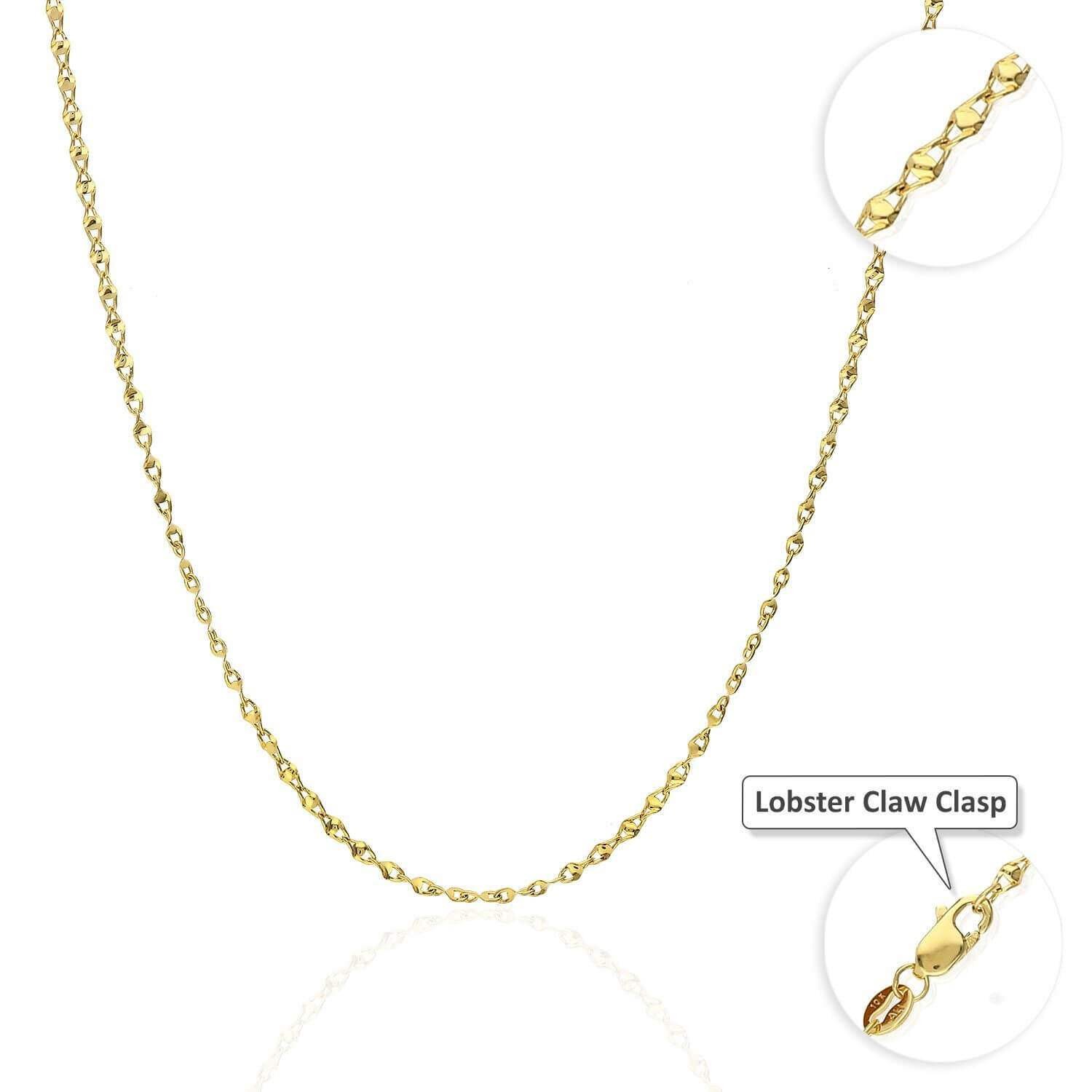10K Yellow Gold 2mm Twisted Valentino Chain (Solid Links) 16″-24″