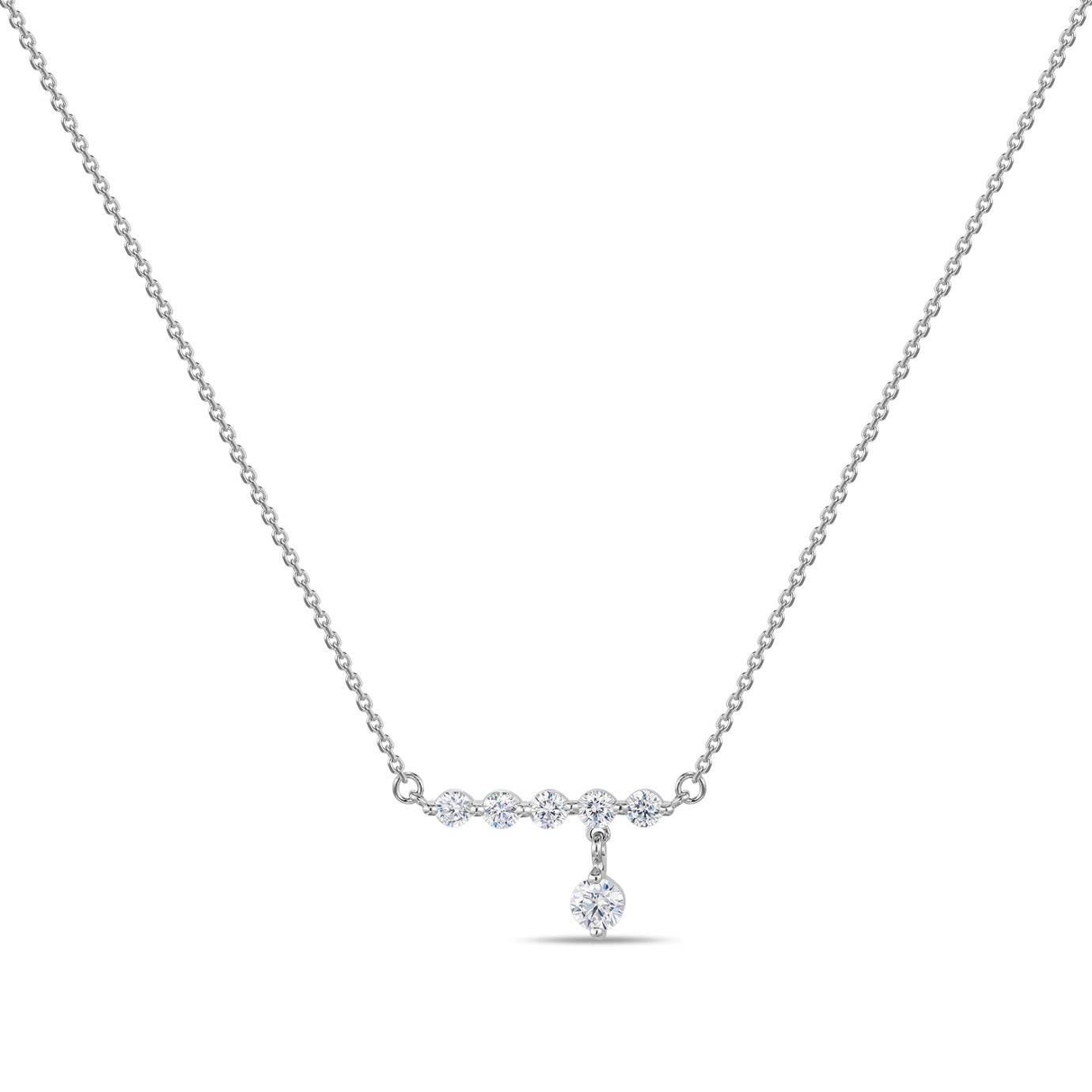 925 Sterling Silver Lab Grown Diamond Bar Necklace