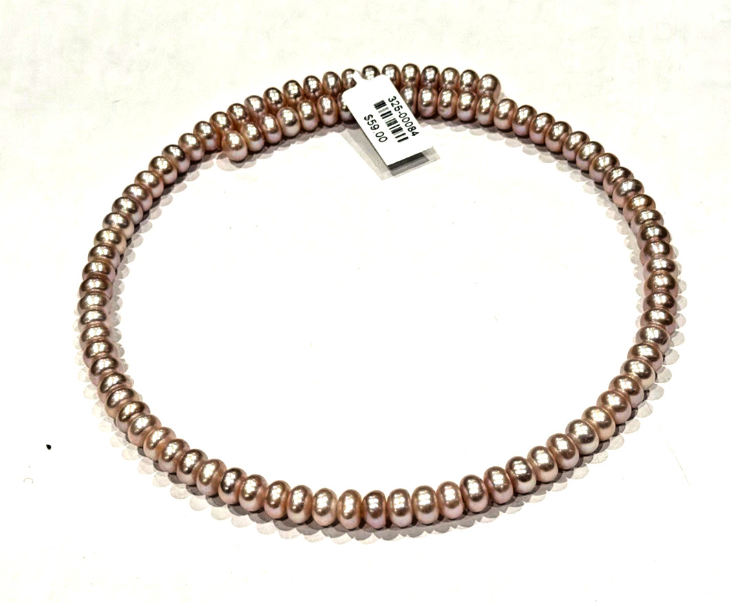 HONORA BUTTON PEARL COIL PINK CHOKER NECKLACE RONDELLE SHAPE O/S NEW NWT