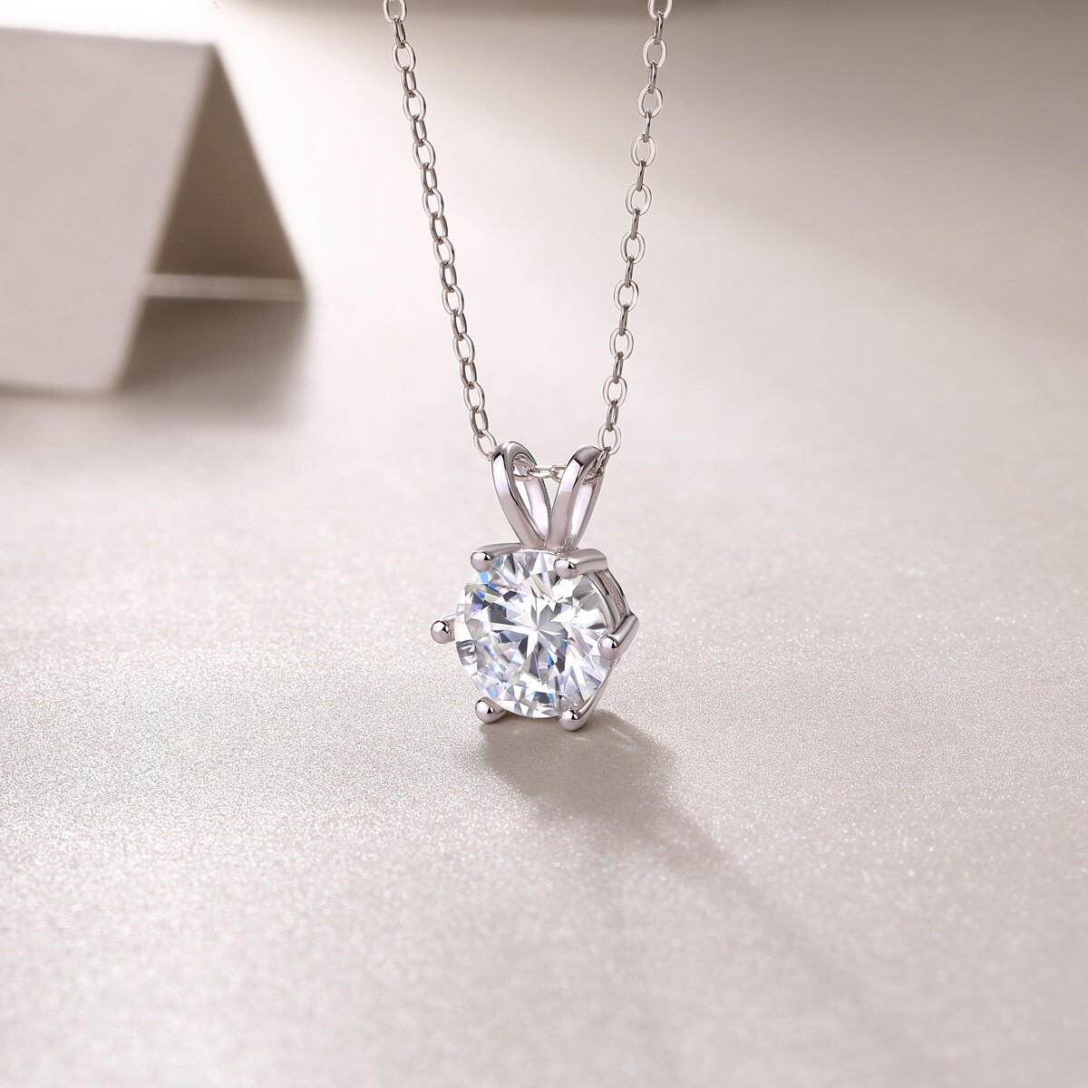 2CT VVS1 Moissanite Pendant Necklace 925 Sterling Silver Wedding Jewelry Women