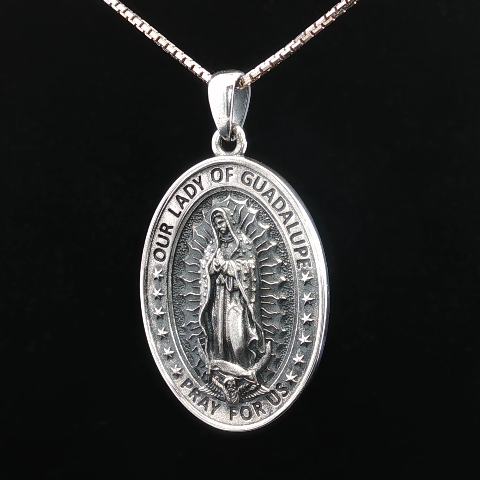 925 Sterling Silver Two-Sided Our Lady of Guadalupe Necklace