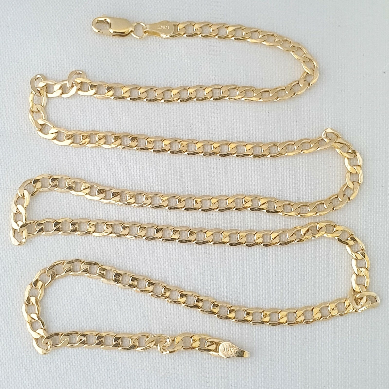 HOLLOW 10K Yellow Gold Men’s Women 3.5mm Cuban Curb Link Chain Necklace, 16″-30″