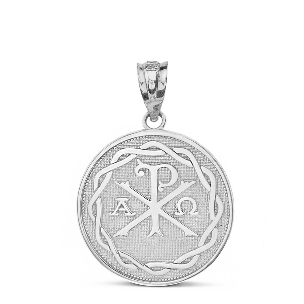 Gold Ancient Christian Chi Rho Px Symbol Disc Pendant(Yellow/Rose/White)