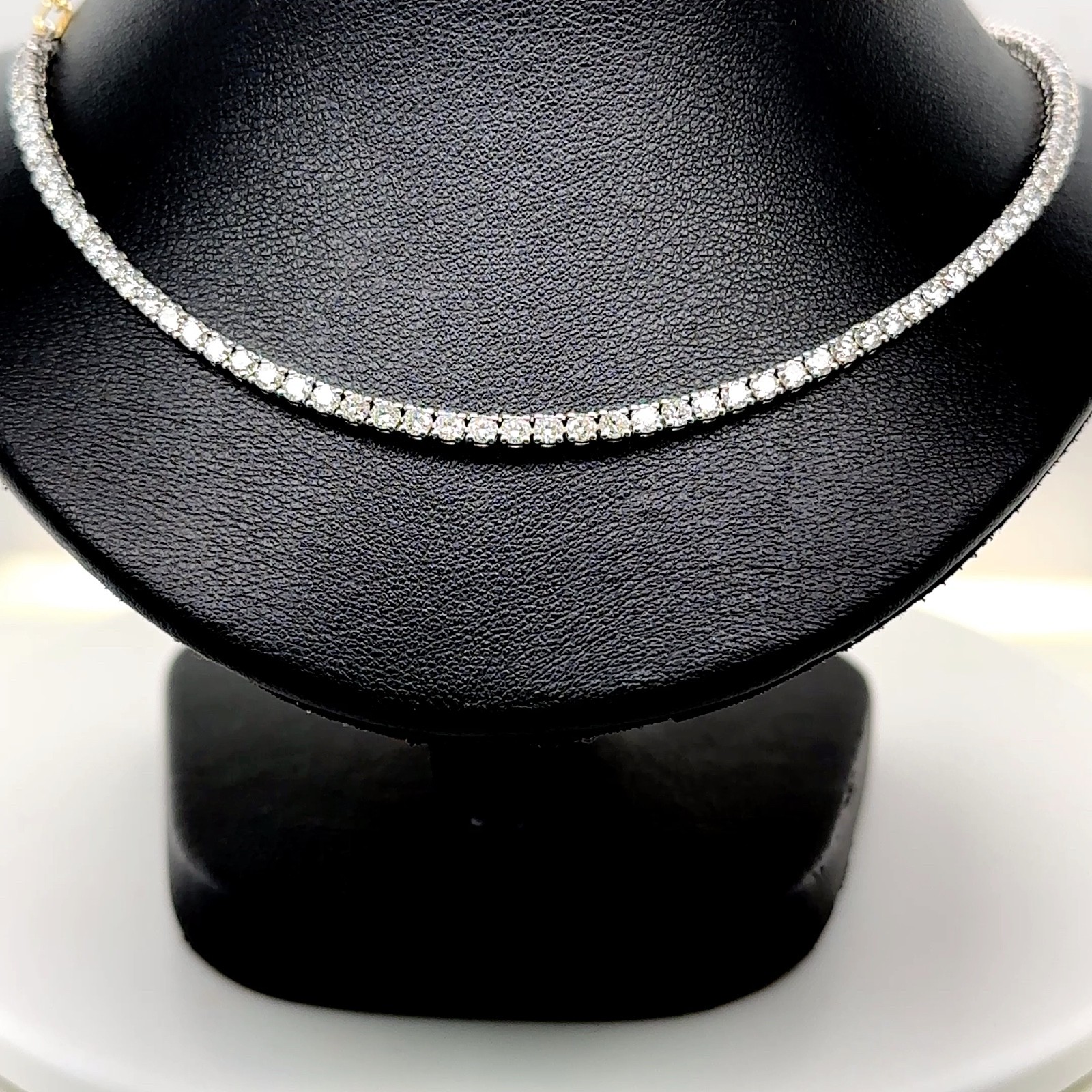 Solid 14K Gold, Lab Created Diamond Round Tennis Necklace, Paperclip Link