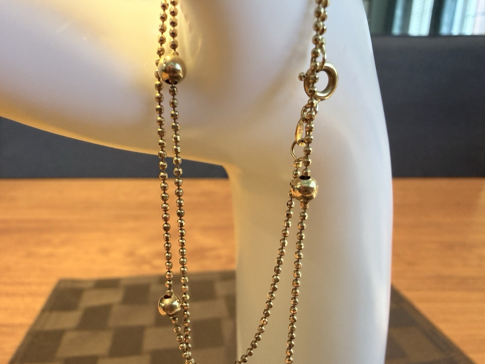 Vintage Solid 18K Yellow Gold Italian Ball Station Necklace – 18″ 3.78g 750