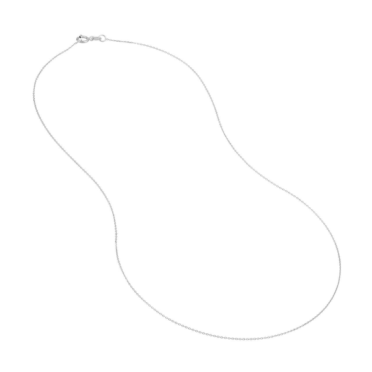 0.65mm Diamond Cut Cable Chain Necklace Real Solid 14K All White Gold