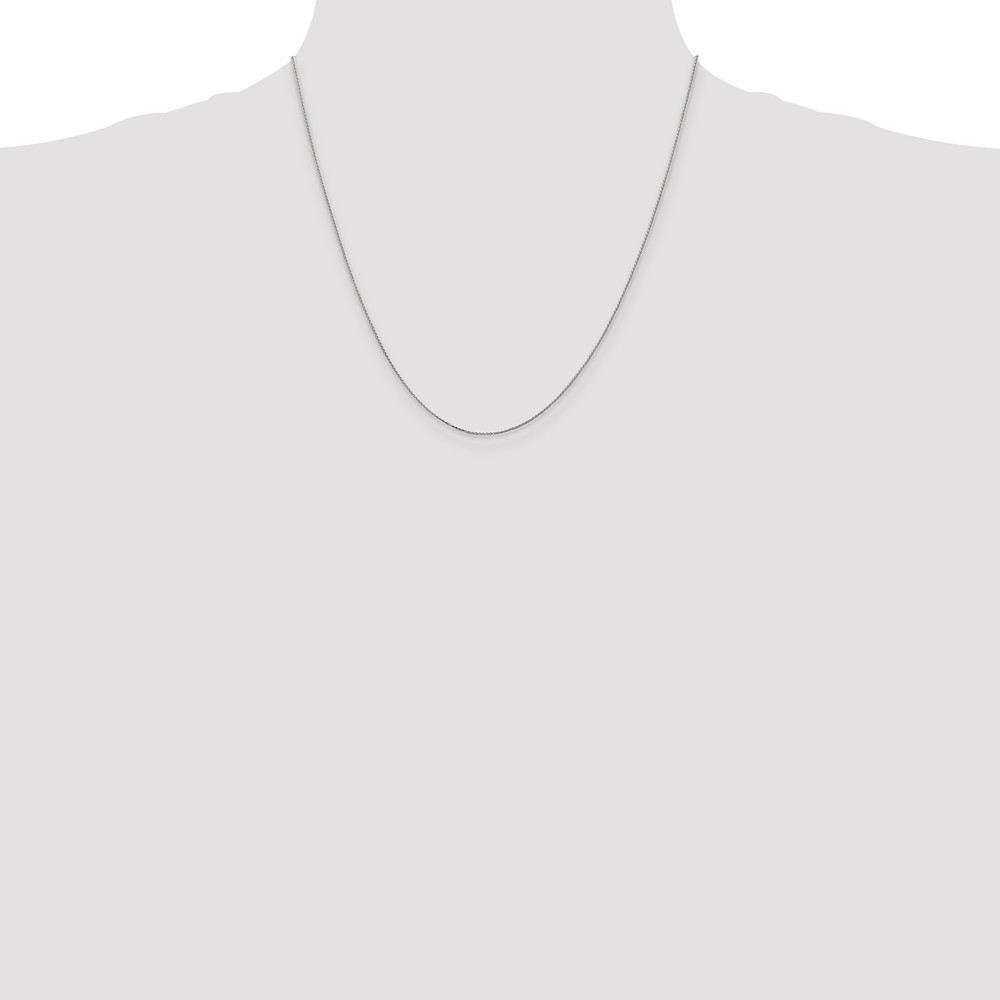 Real 14kt White Gold 0.65mm D/C Spiga Pendant Chain; 20 inch