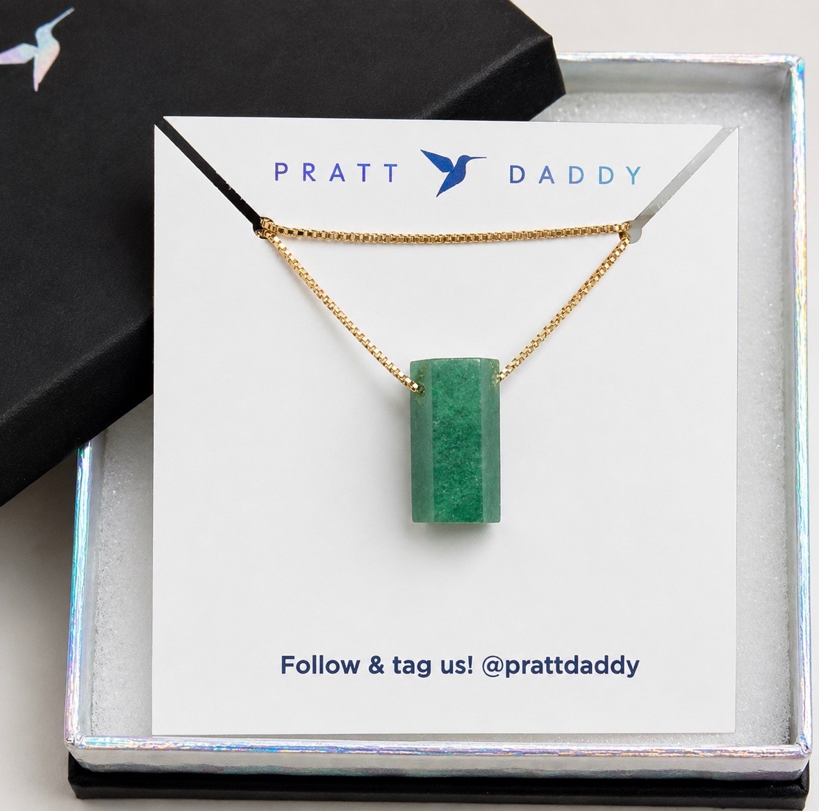 Pratt Daddy Crystals Genuine Emerald Necklace | Gold Filled 18” Chain | Original