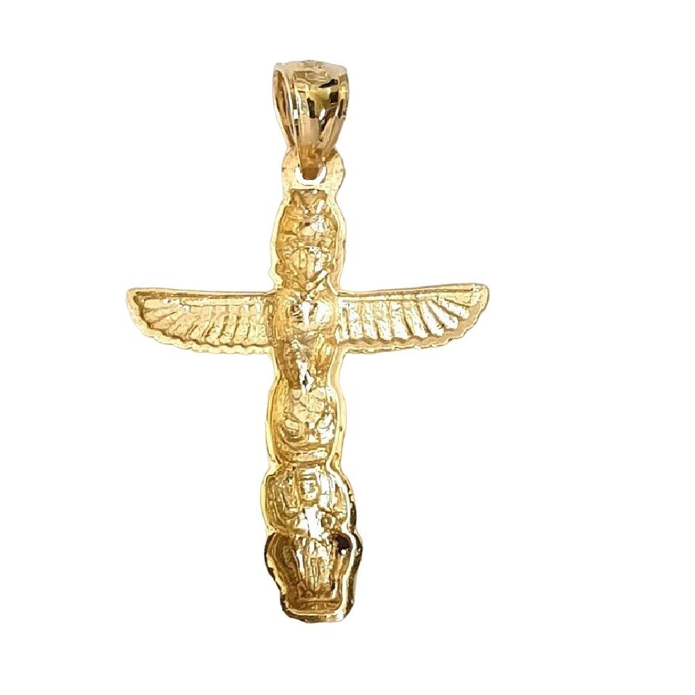 14k Yellow Gold Totem Pole Pendant / Charm, Made in USA