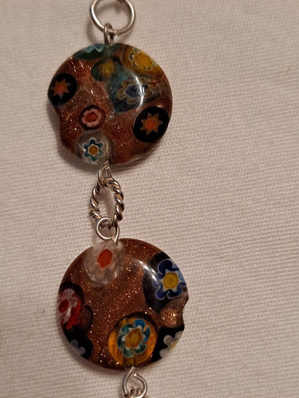 925 Sterling Silver Lot necklaces Milefiori Murano style & Friends photo pendant